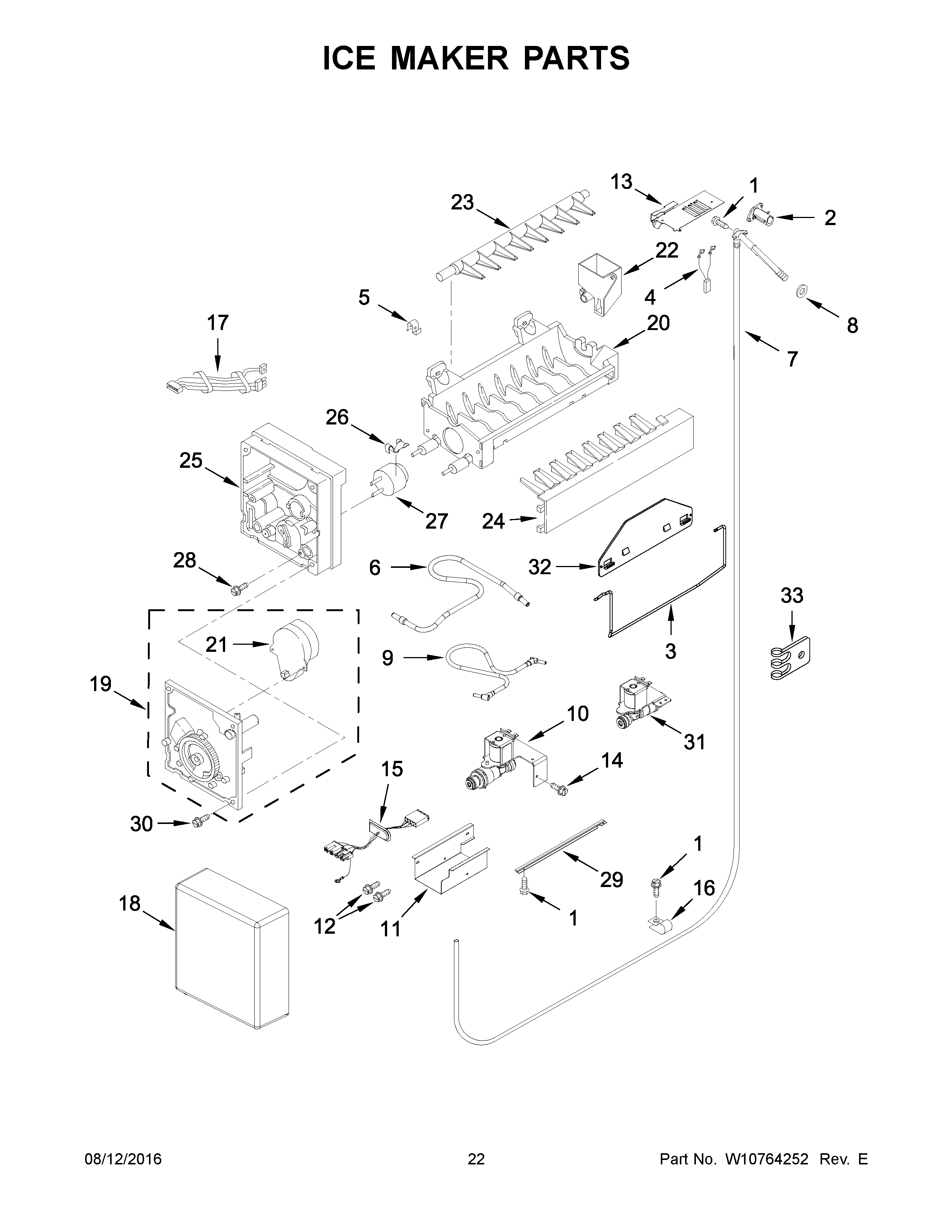 KitchenAid KBFN402ESS00 ice maker parts diagram