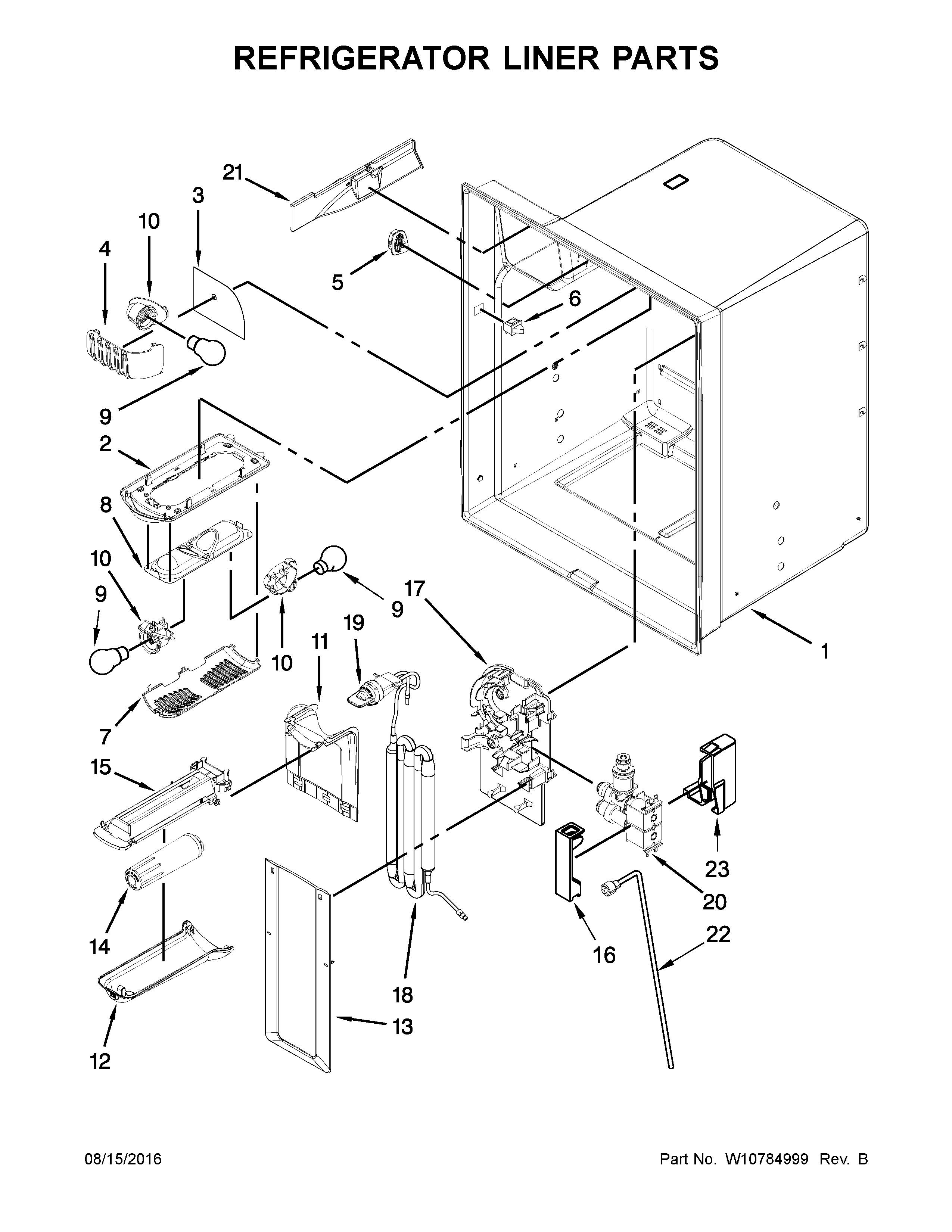 KitchenAid KRFC400EWH00 refrigerator liner parts diagram
