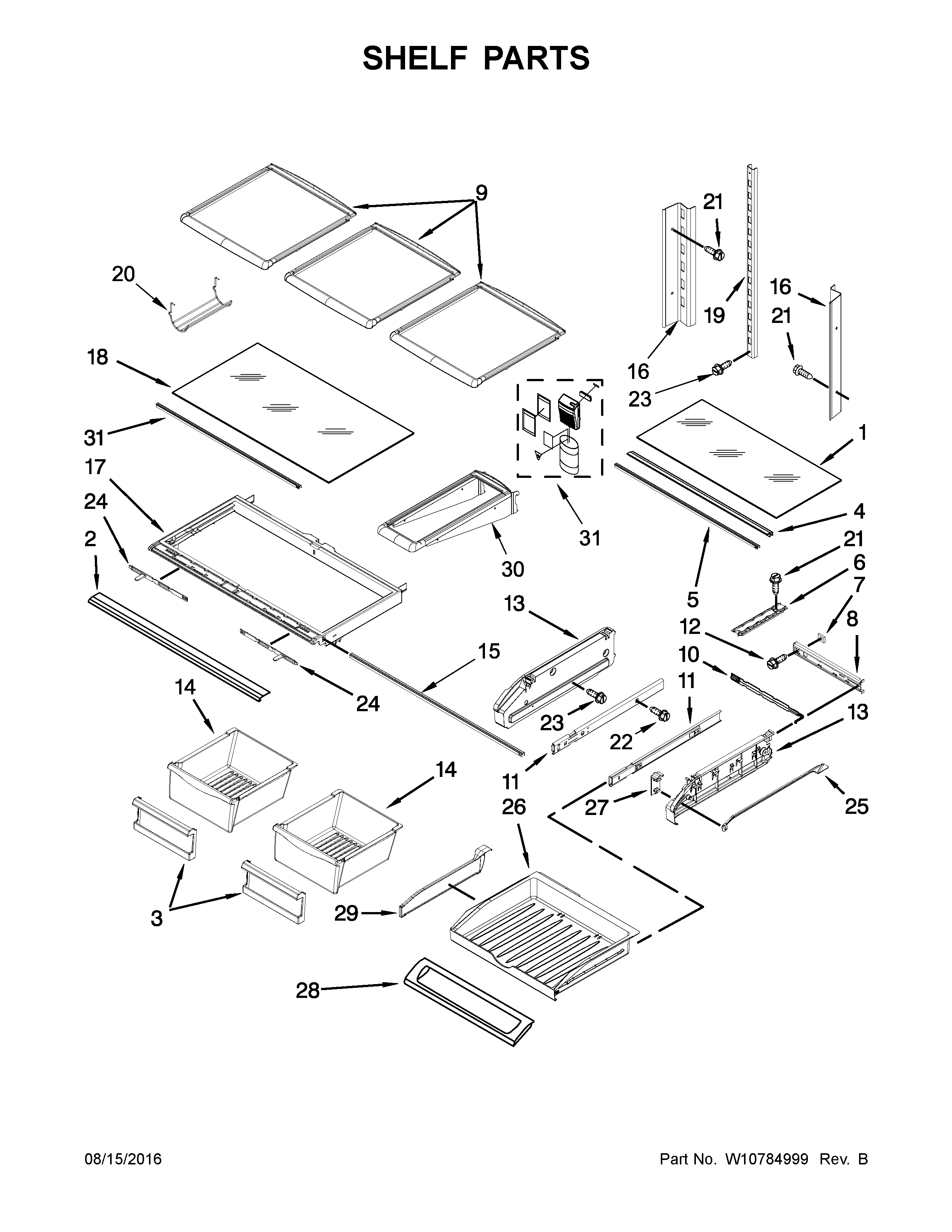 KitchenAid KRFC400EWH00 shelf parts diagram