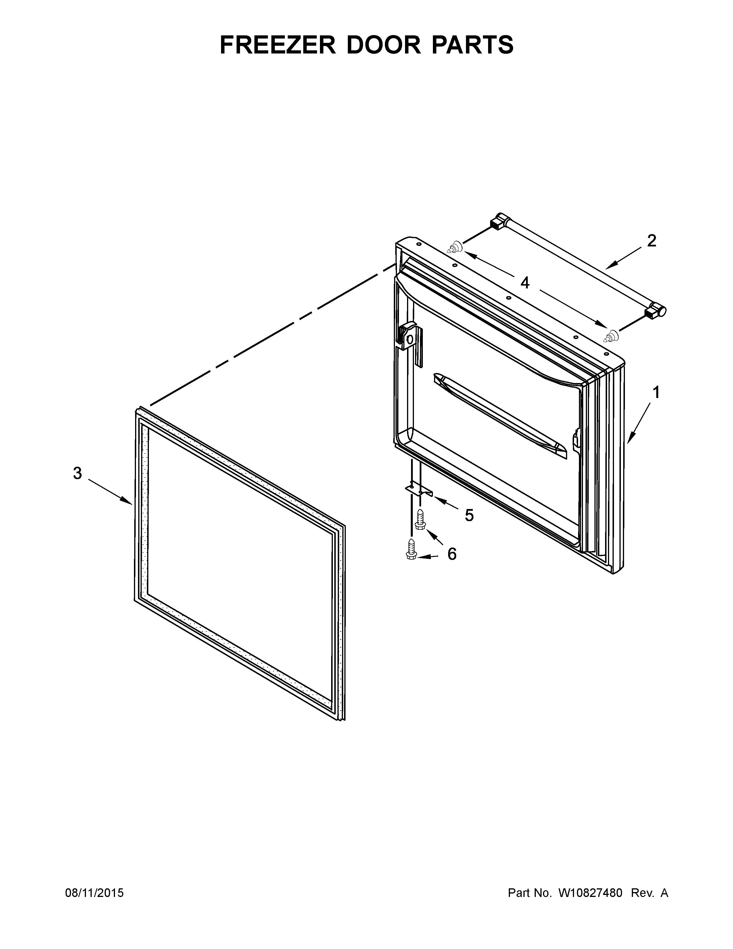 Whirlpool 5GBB2258EA00 freezer door parts diagram