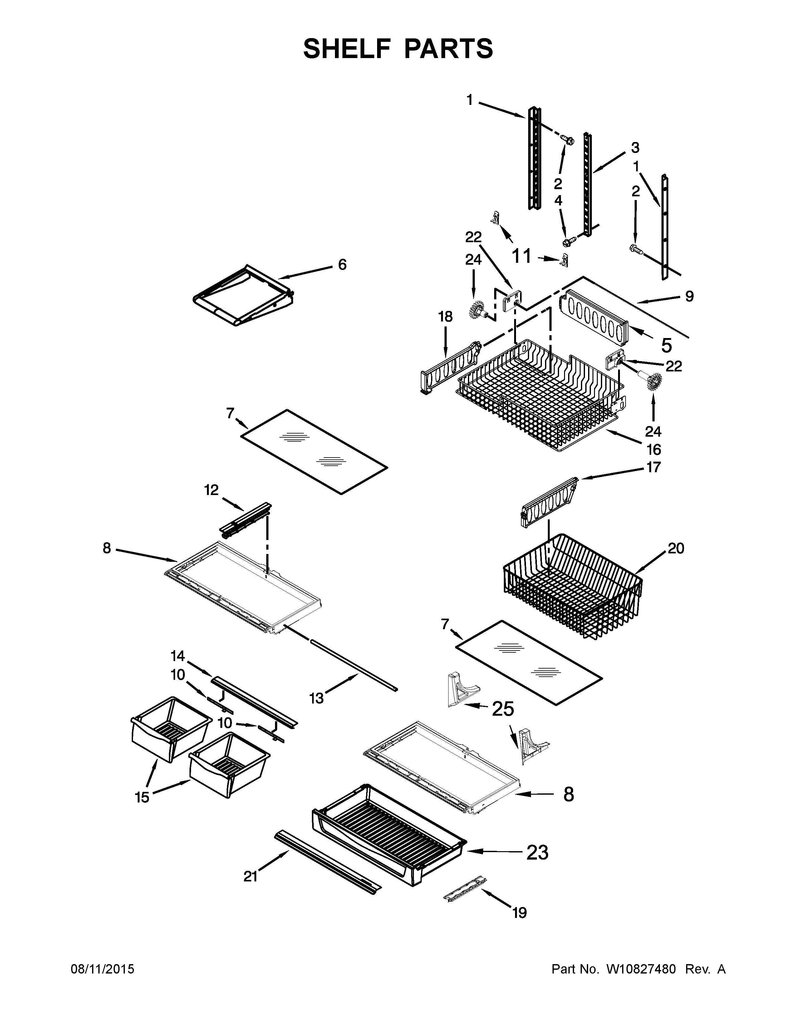 Whirlpool 5GBB2258EA00 shelf parts diagram