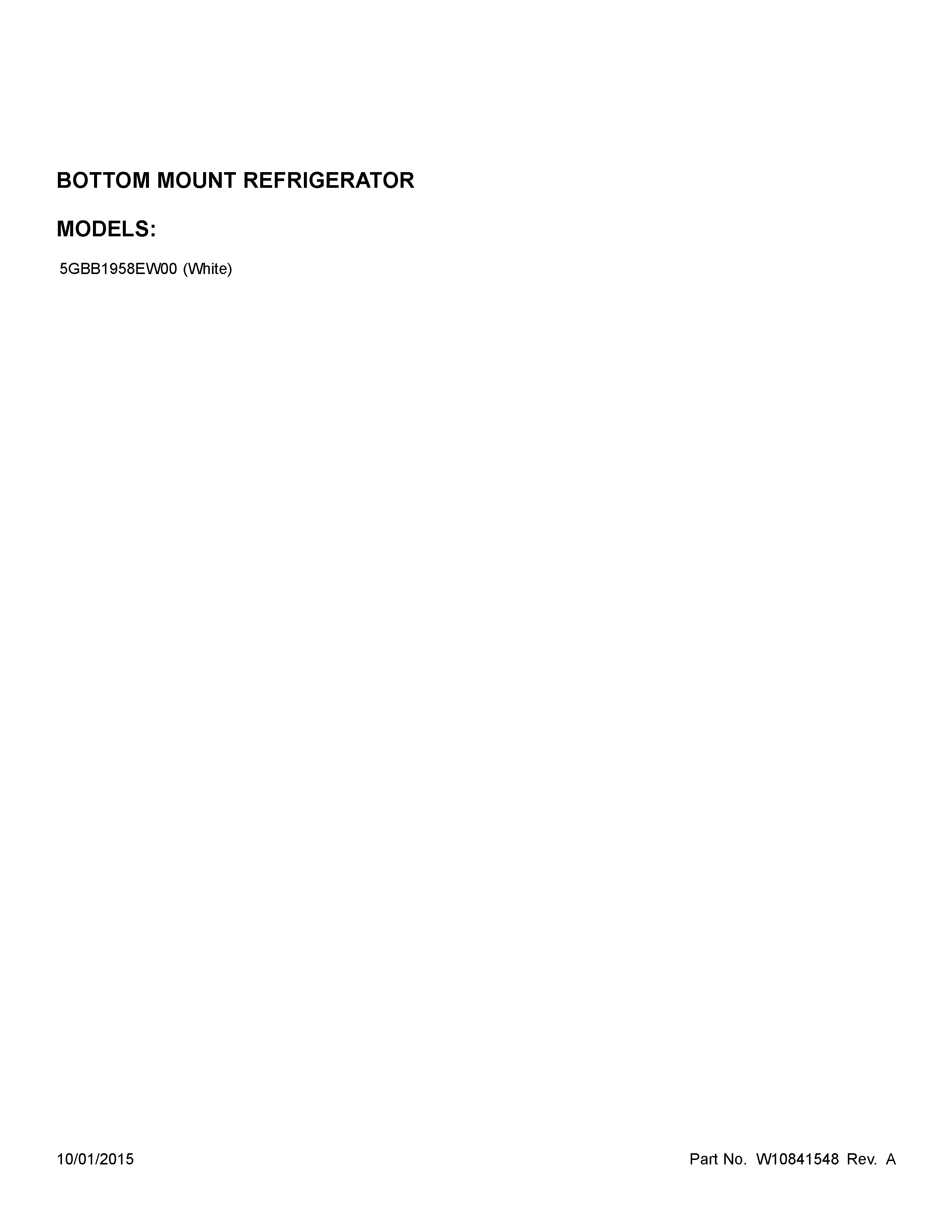 Whirlpool 5GBB1958EW00 cover sheet diagram