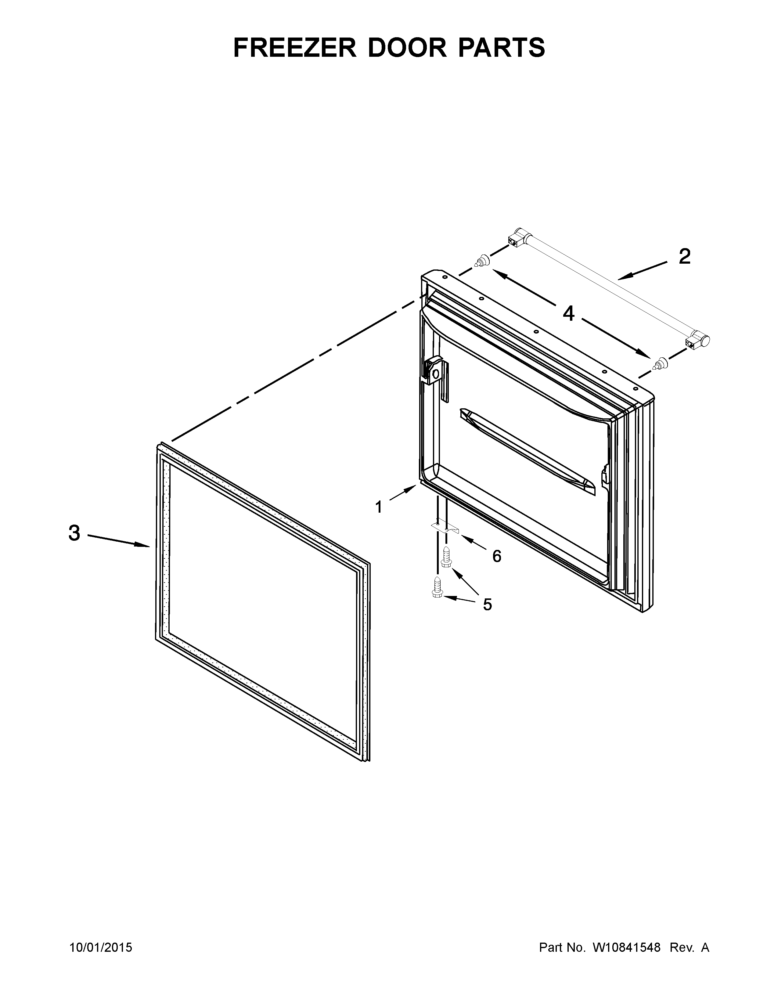 Whirlpool 5GBB1958EW00 freezer door parts diagram