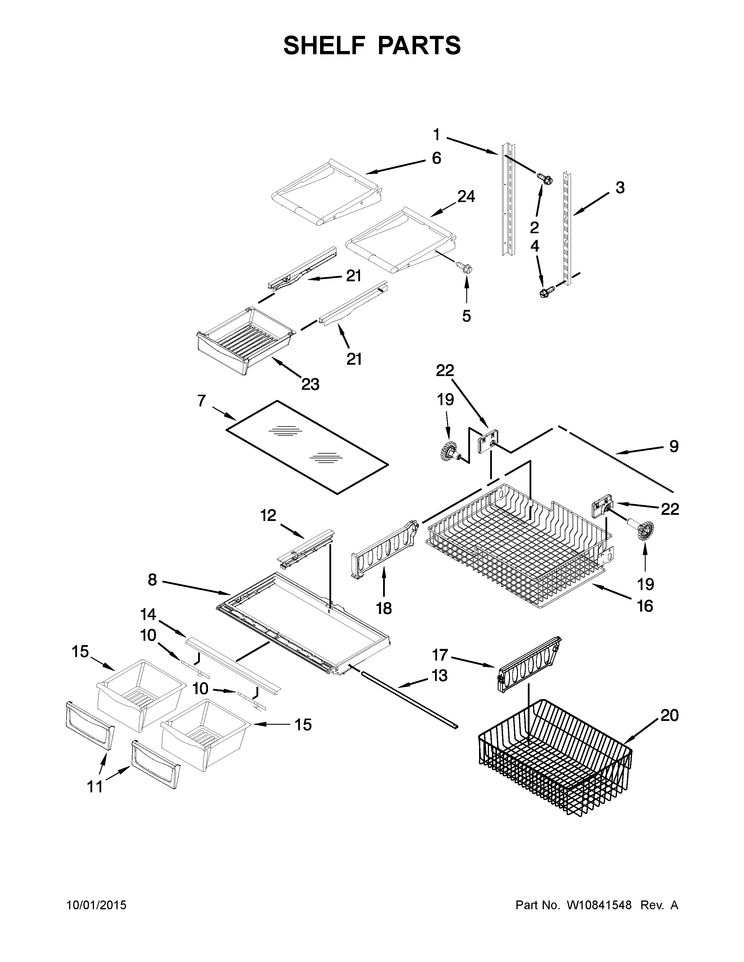 Whirlpool 5GBB1958EW00 shelf parts diagram