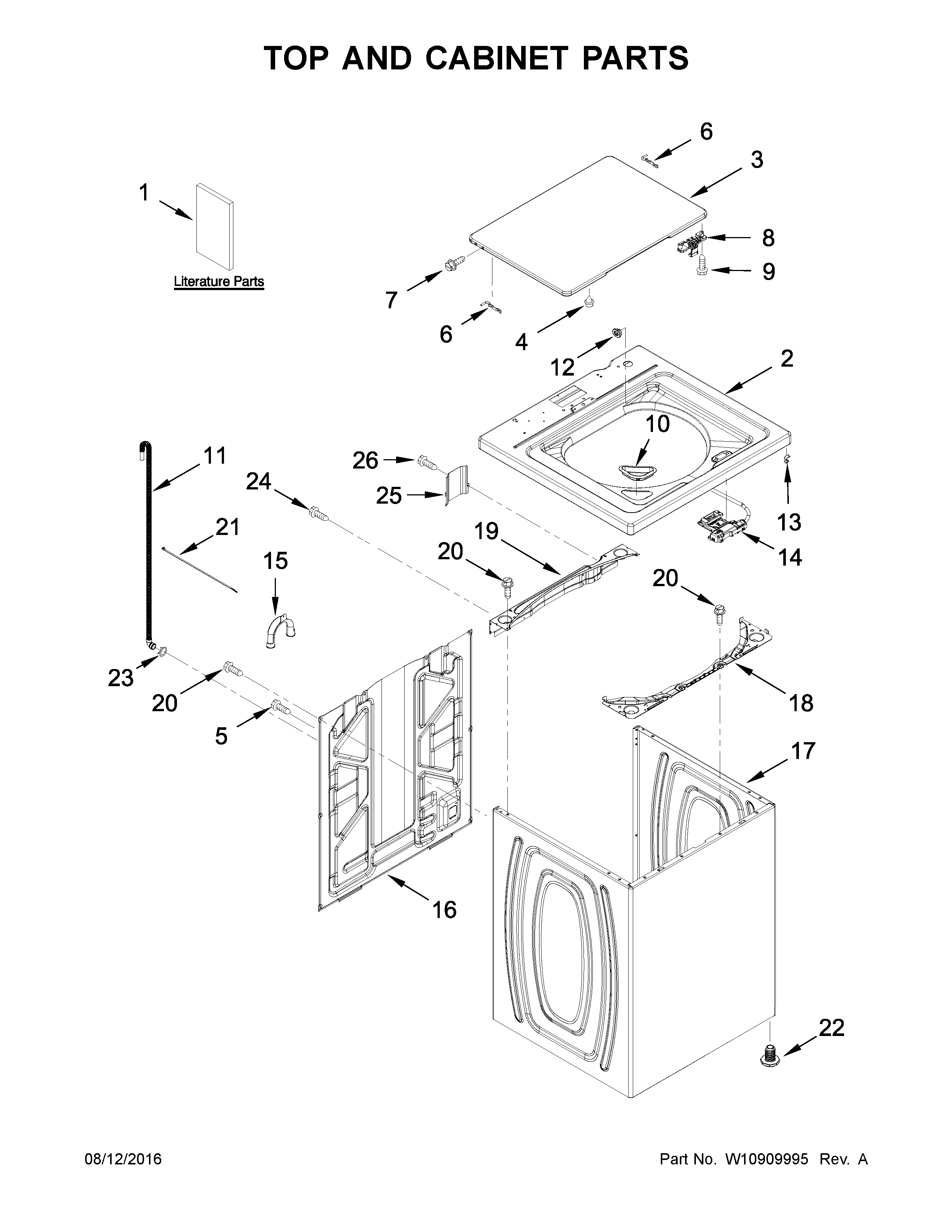 Inglis ITW4671EW1 top and cabinet parts diagram
