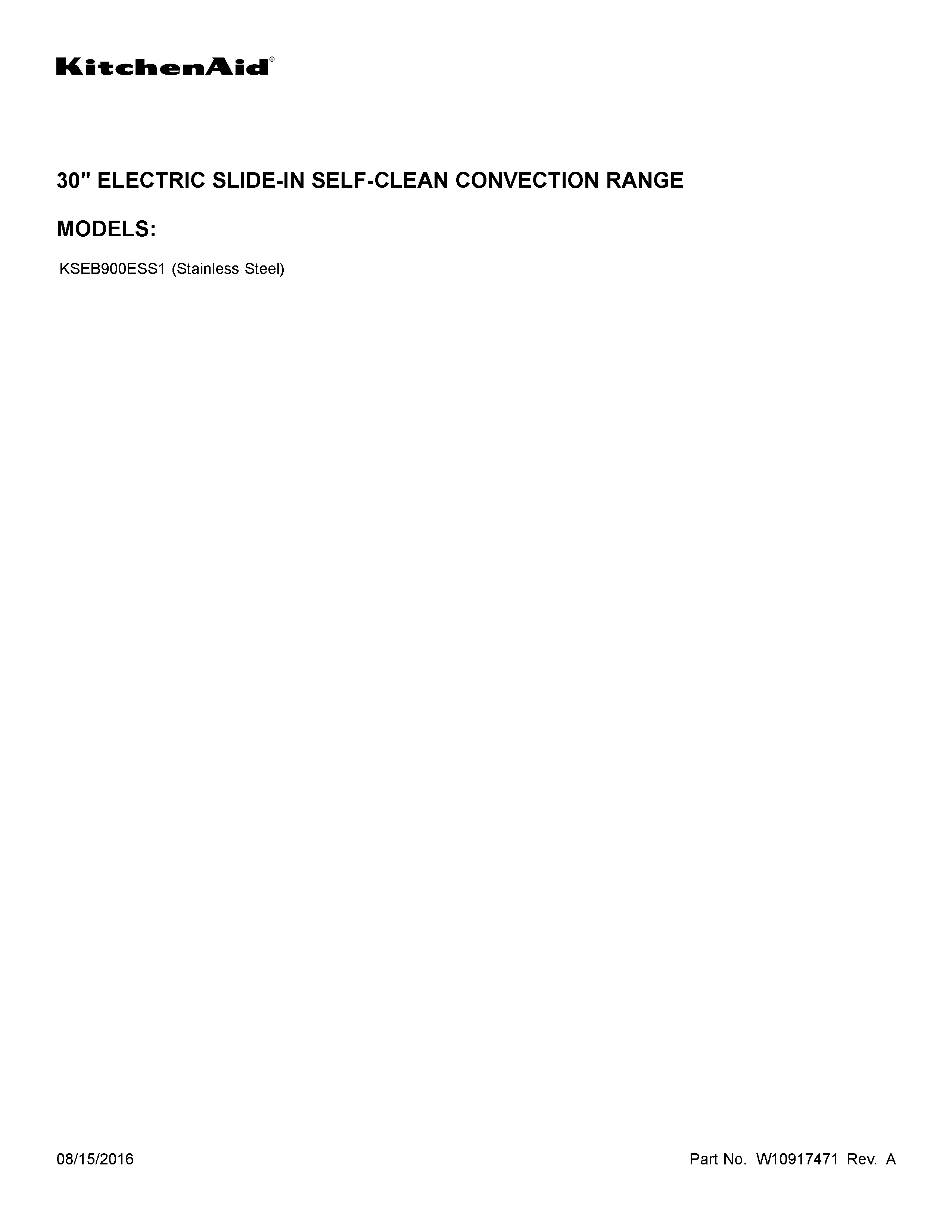 KitchenAid KSEB900ESS1 cover sheet diagram