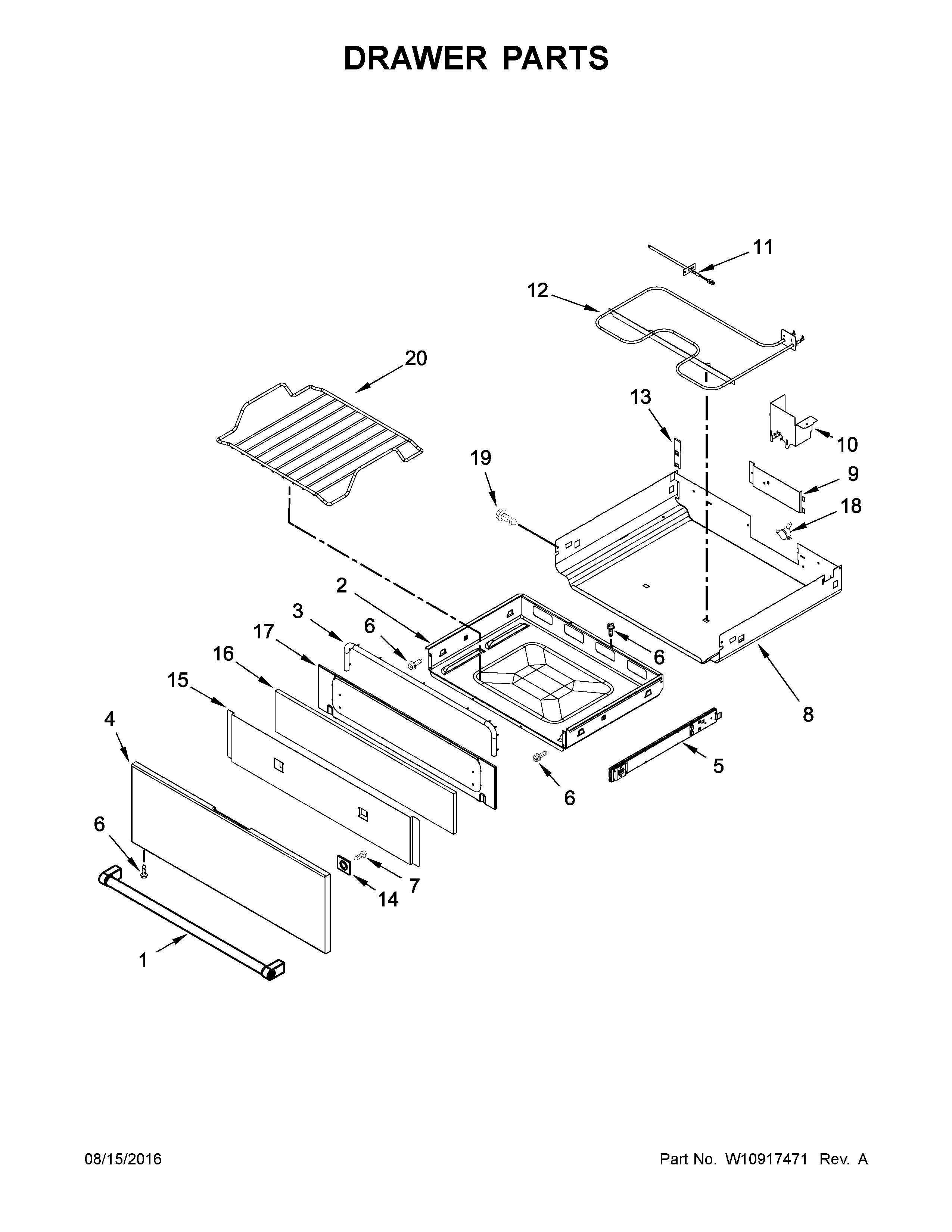 KitchenAid KSEB900ESS1 drawer parts diagram