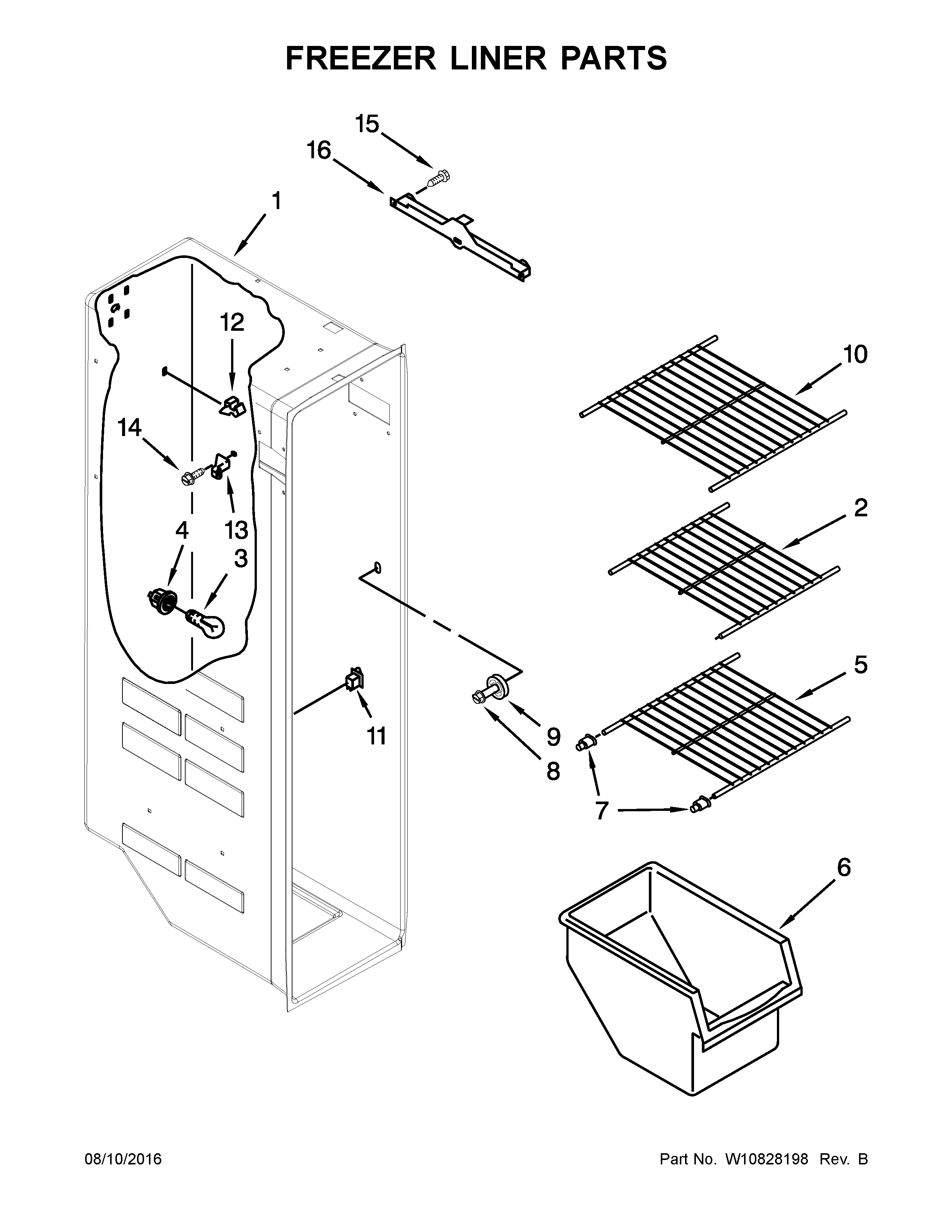 Amana ASD2575BRB03 freezer liner parts diagram