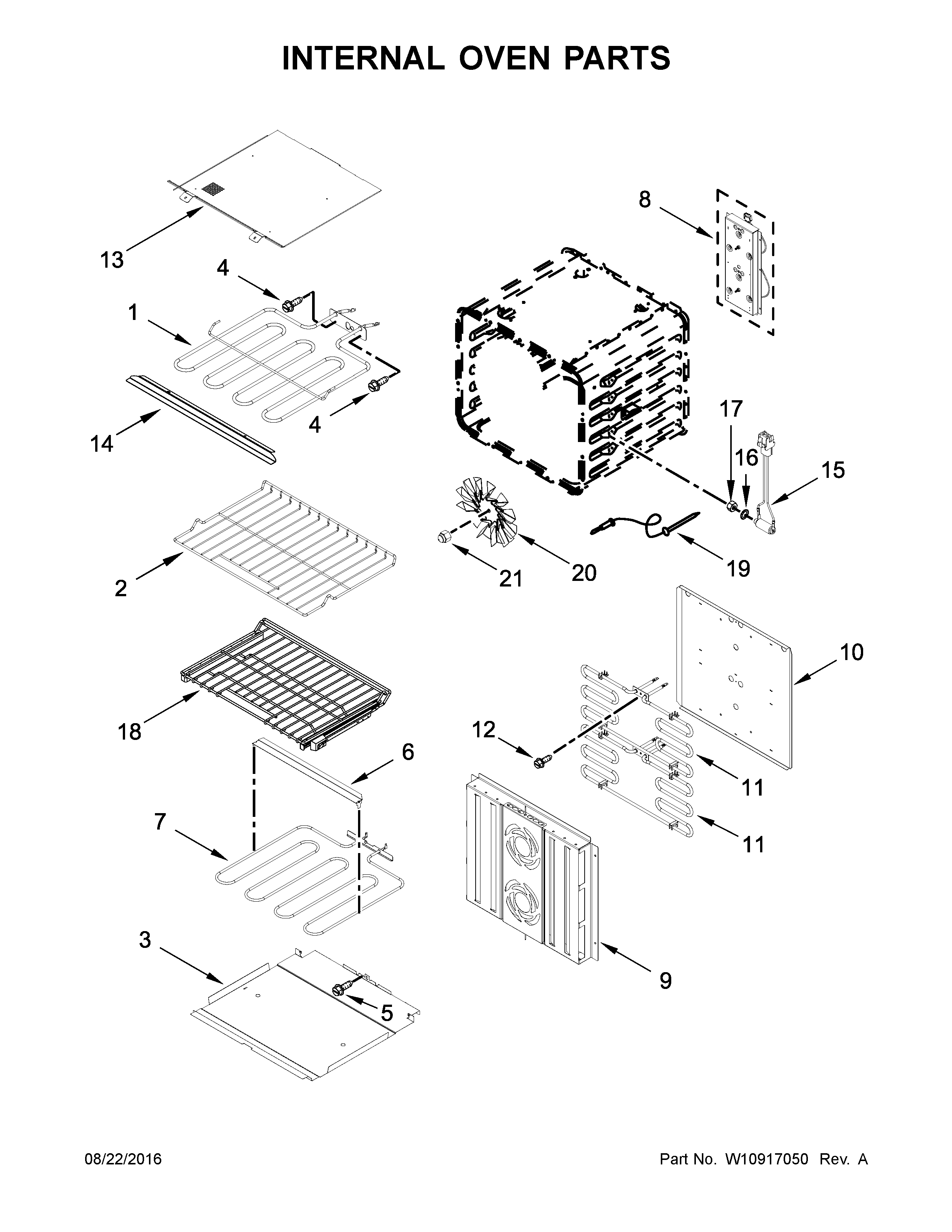 Jenn-Air JJW3830DS02 internal oven parts diagram
