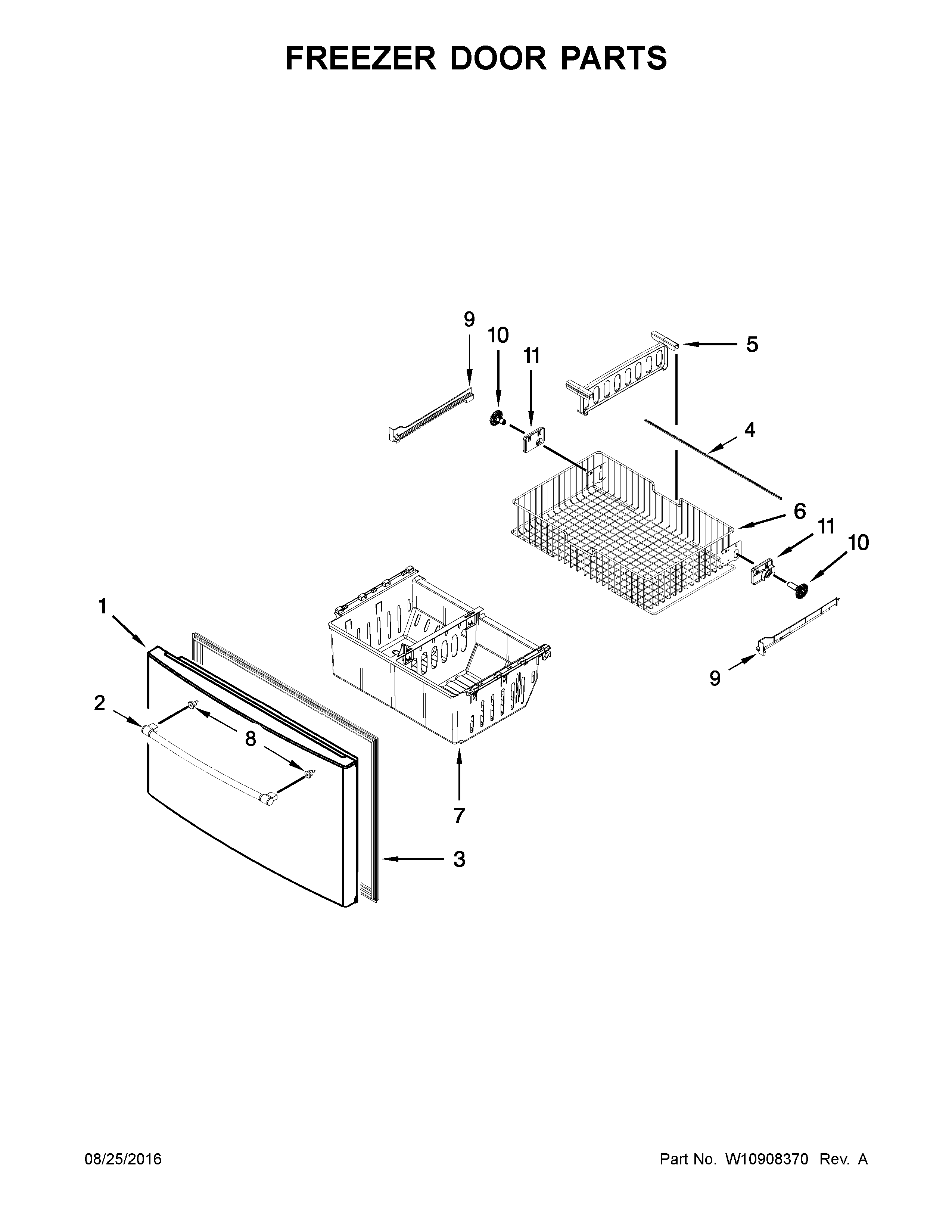Maytag MFI2570FEH01 freezer door parts diagram