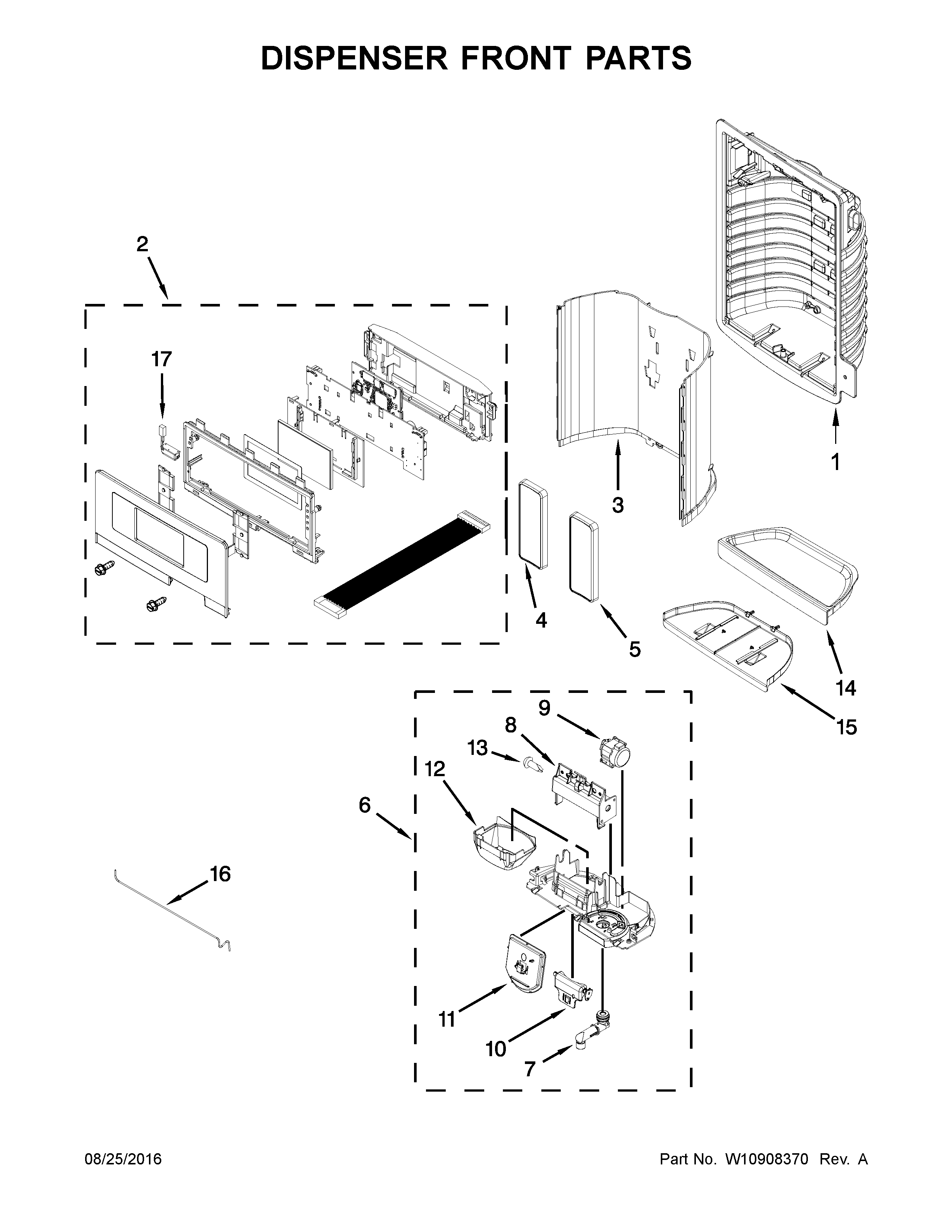 Maytag MFI2570FEH01 dispenser front parts diagram