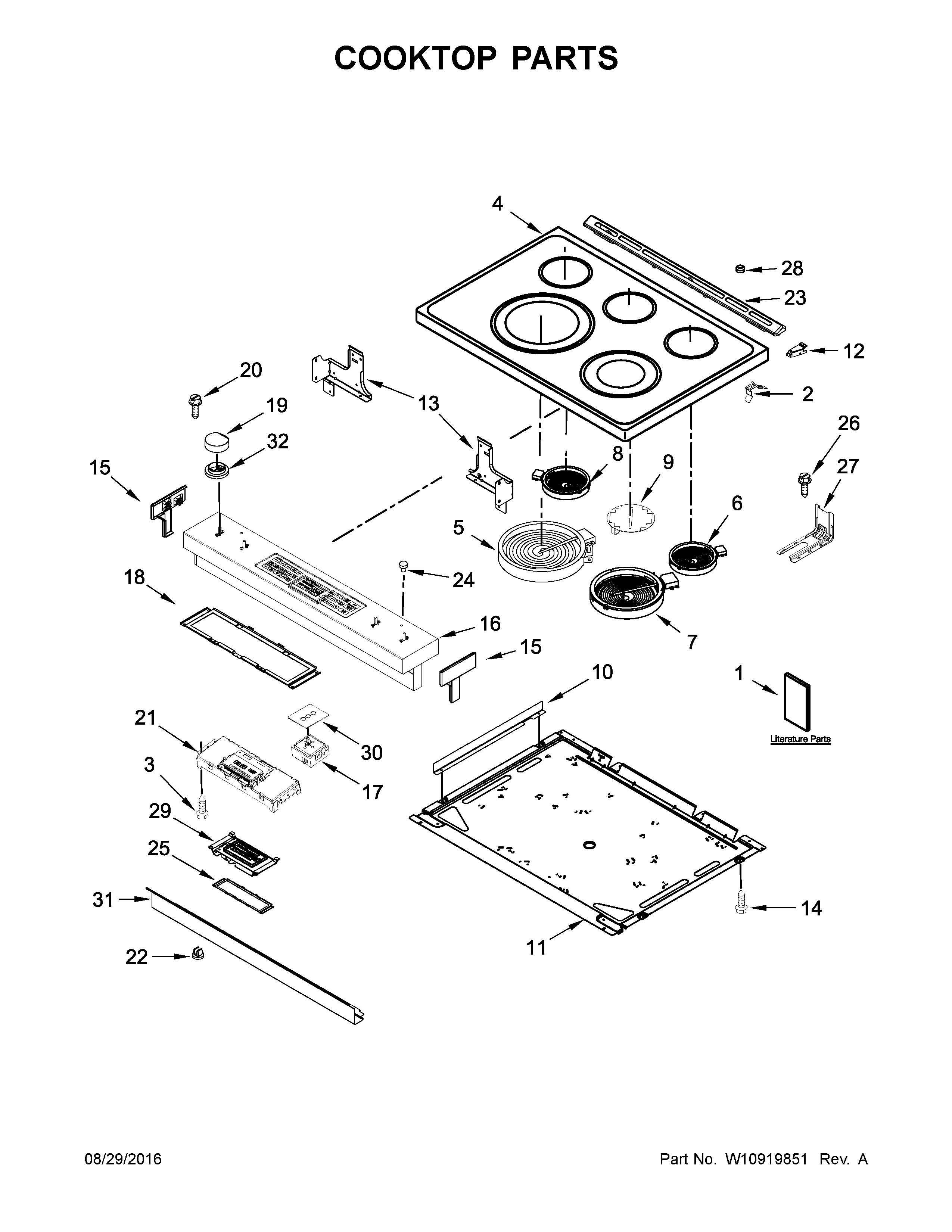 Jenn-Air JES1450CDB1 cooktop parts diagram