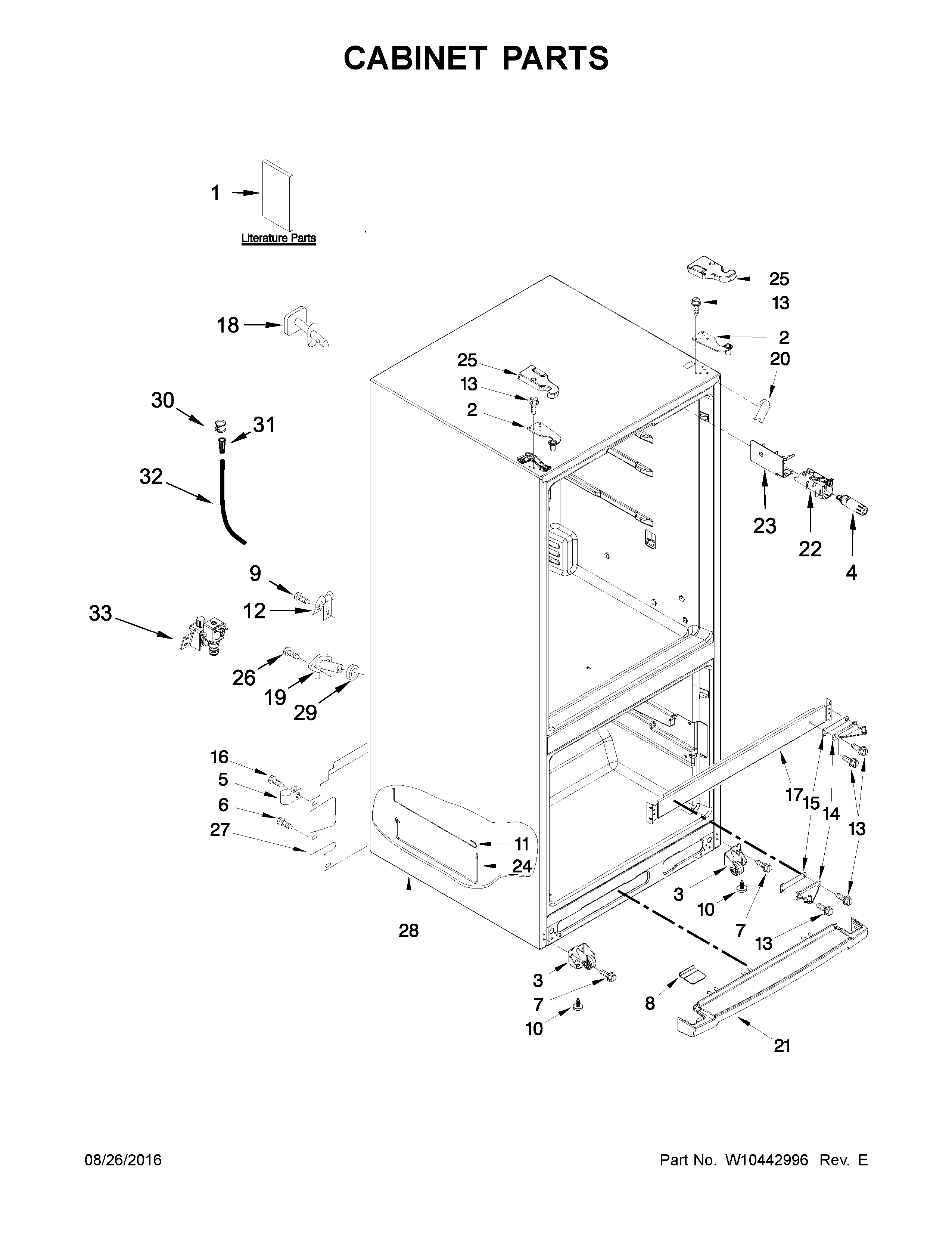 Whirlpool WRF560SEYB00 cabinet parts diagram