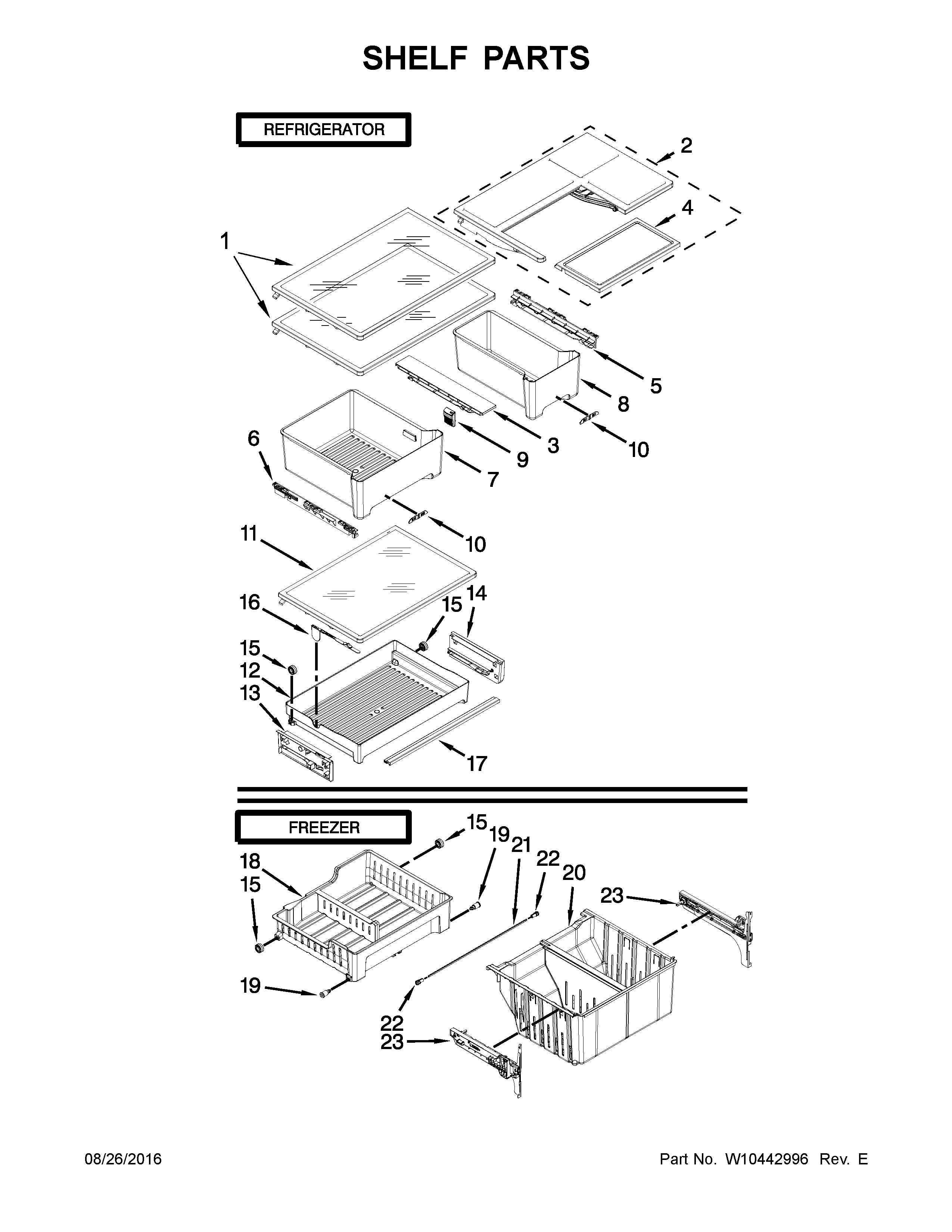 Whirlpool WRF560SEYB00 shelf parts diagram