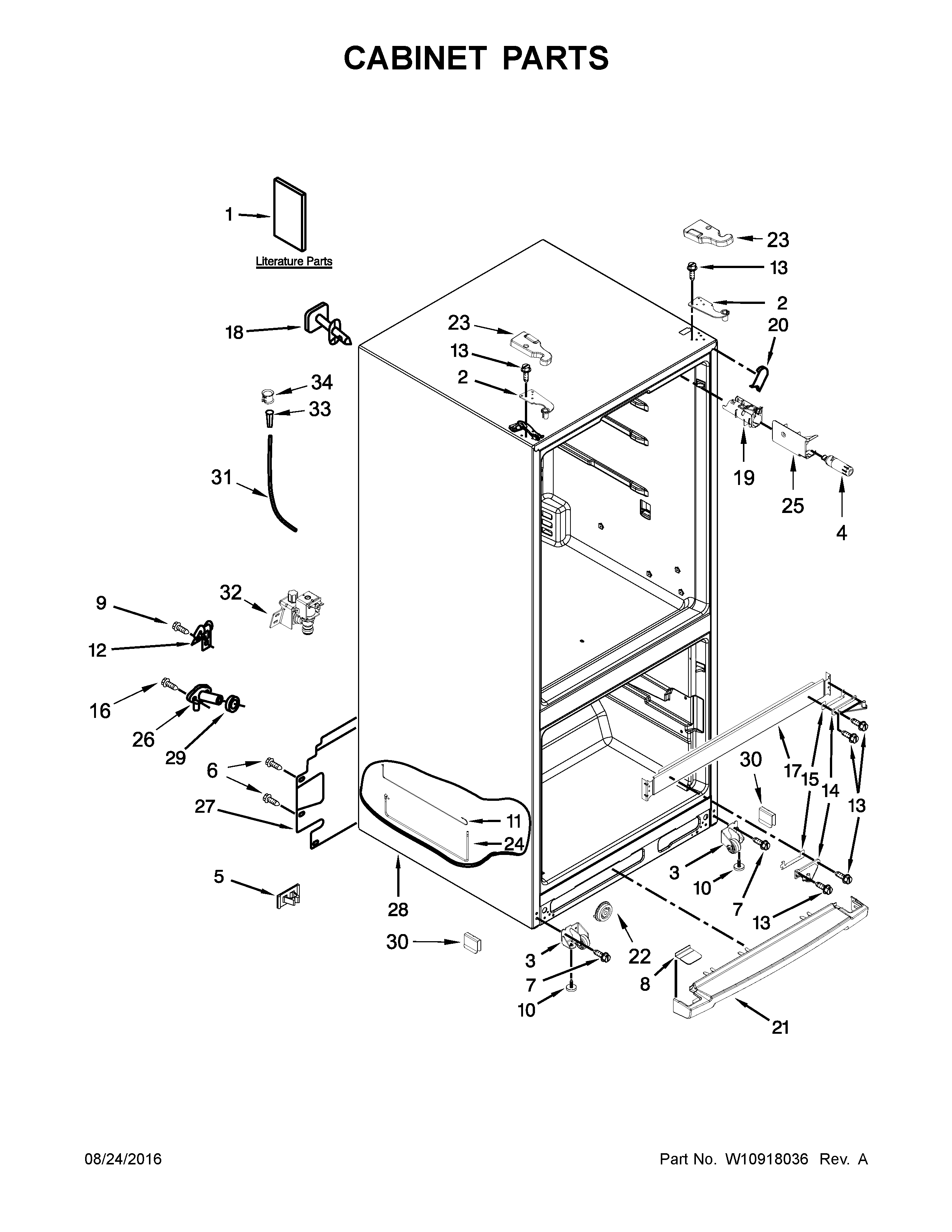 Whirlpool WRF560SMYE04 cabinet parts diagram