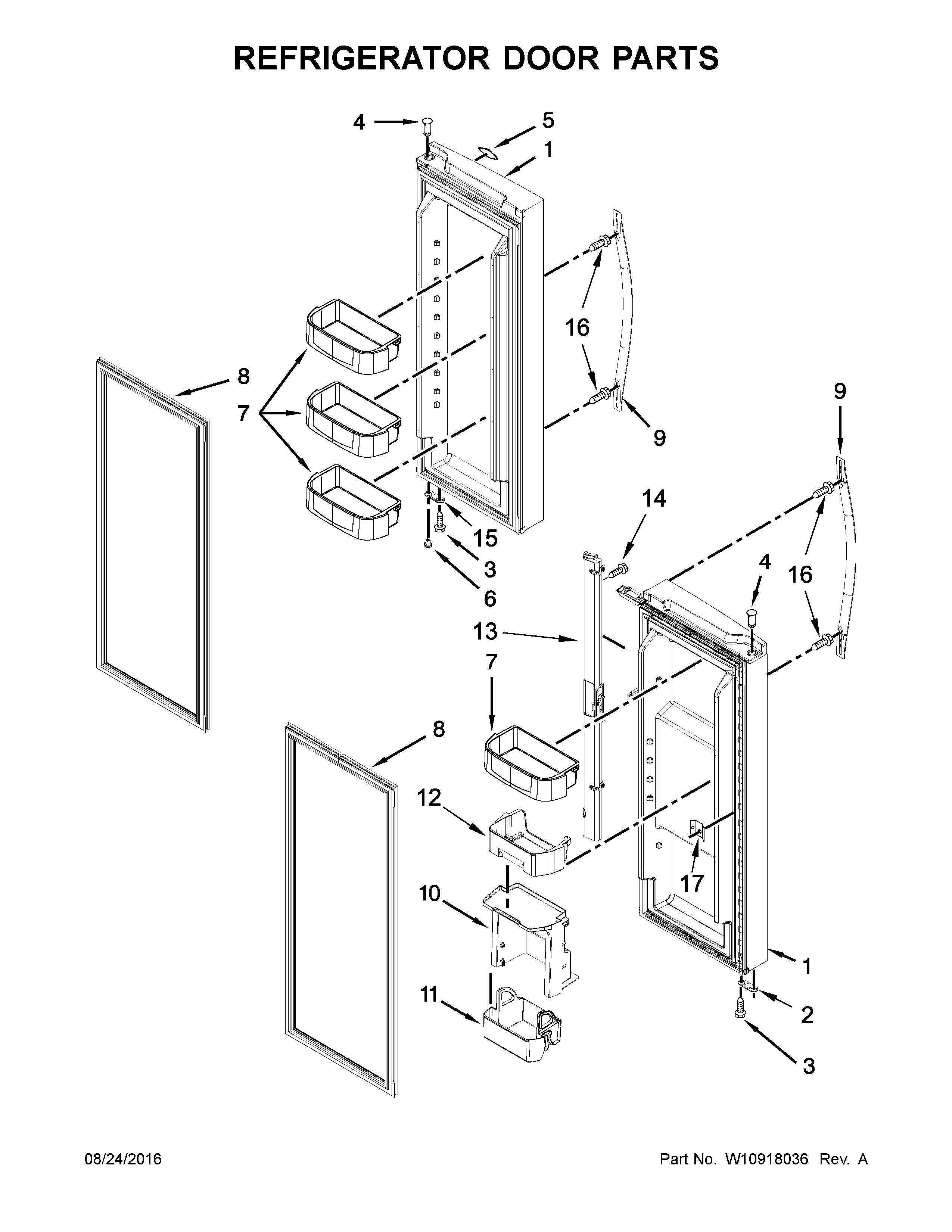 Whirlpool WRF560SMYE04 refrigerator door parts diagram
