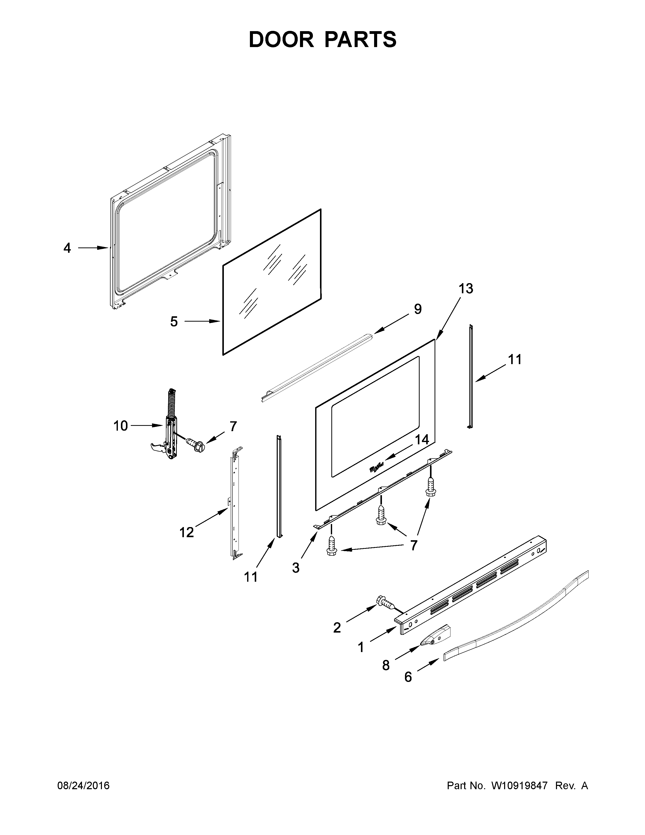Whirlpool WFG745H0FS1 door parts diagram