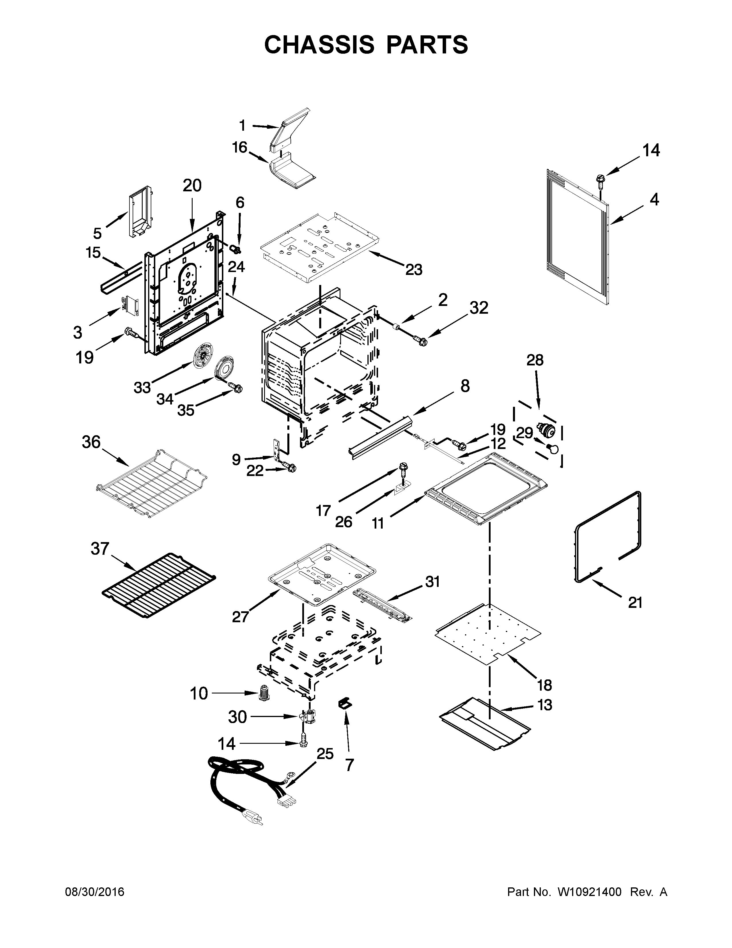 Whirlpool WFG540H0ES1 chassis parts diagram
