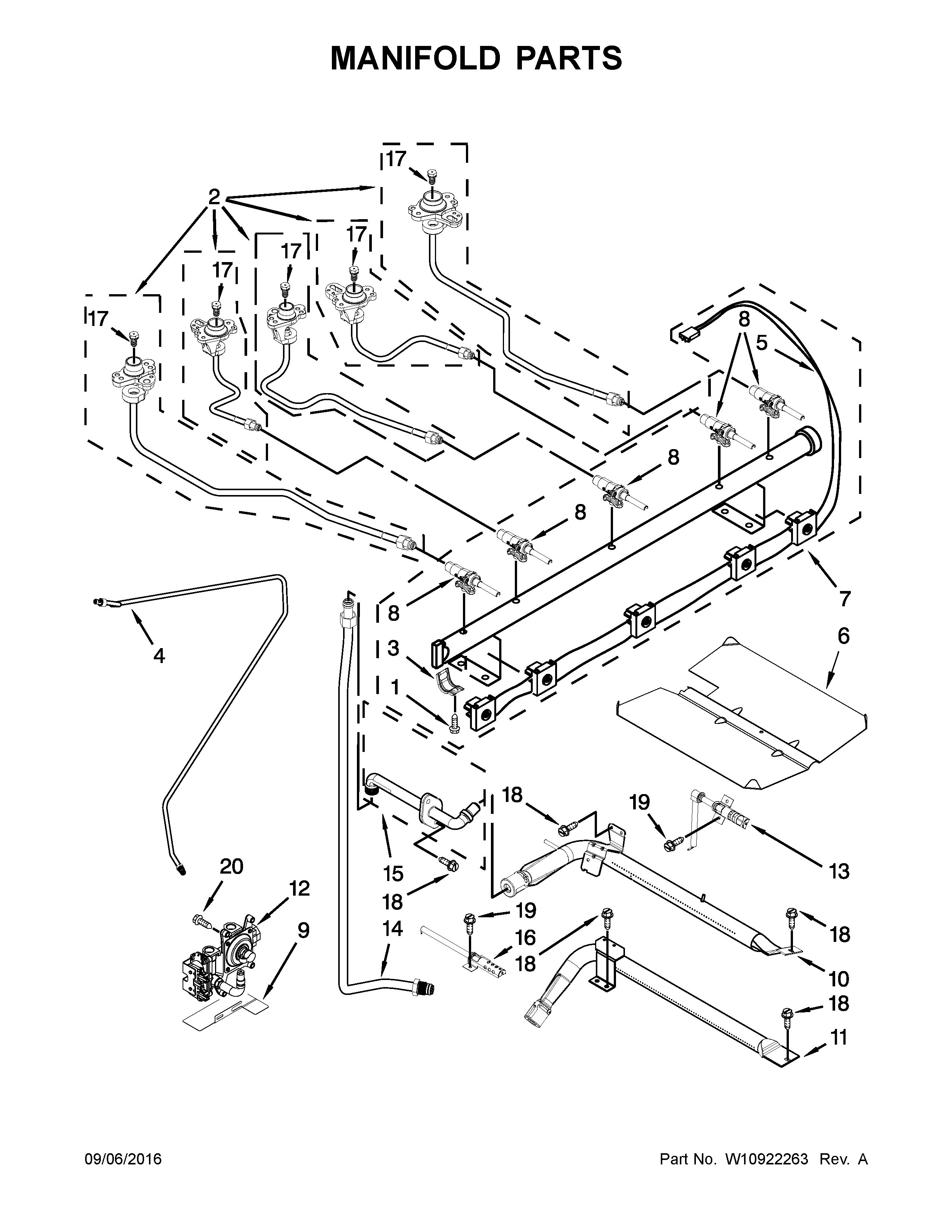 Maytag MGR8700DB3 manifold parts diagram