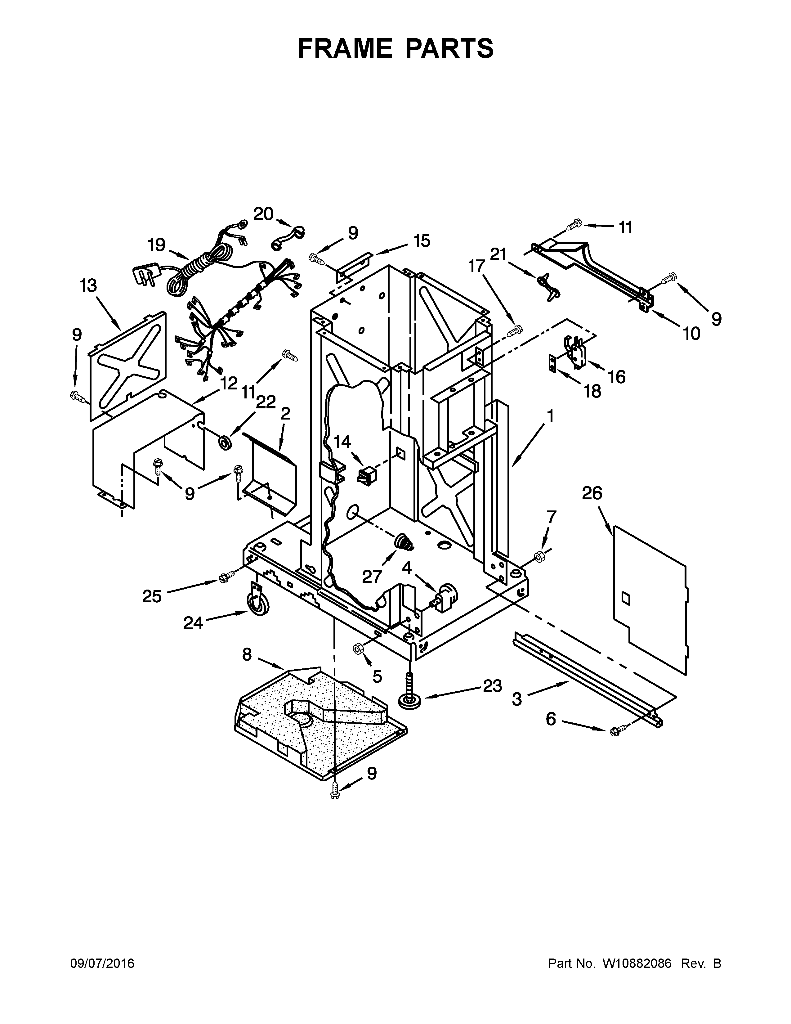 Maytag MTUC7500AFB0 frame parts diagram