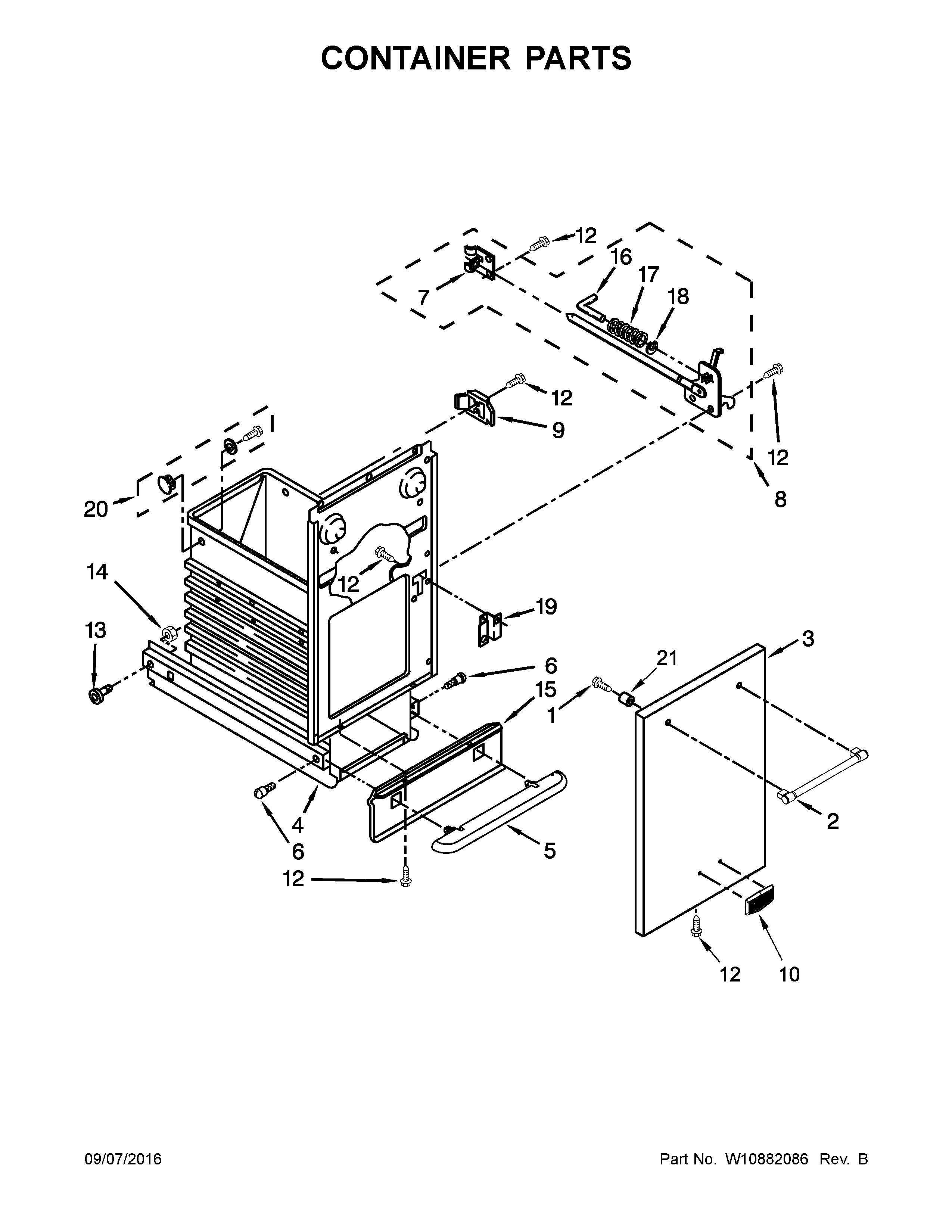 Maytag MTUC7500AFB0 container parts diagram