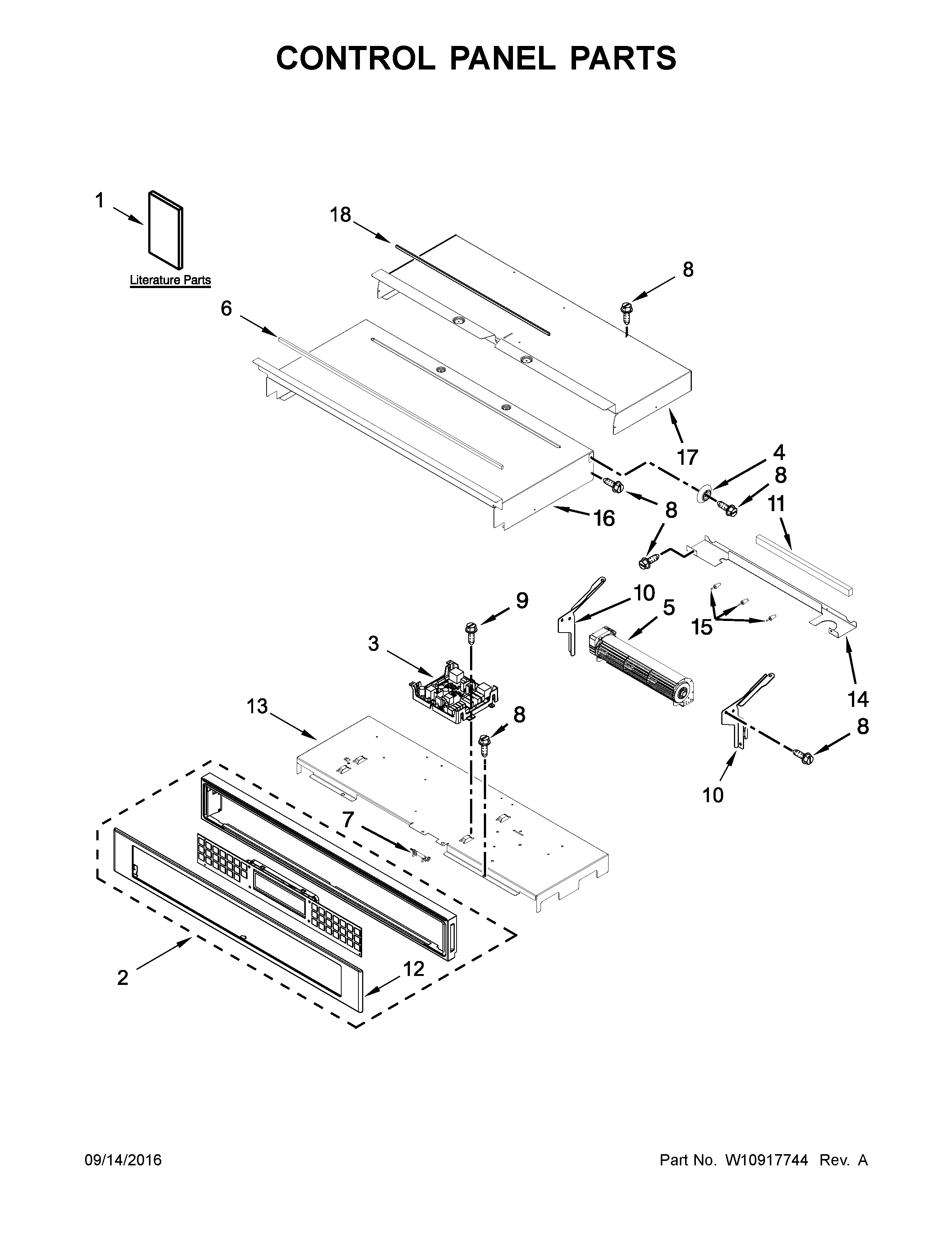 KitchenAid KODT107ESS01 control panel parts diagram