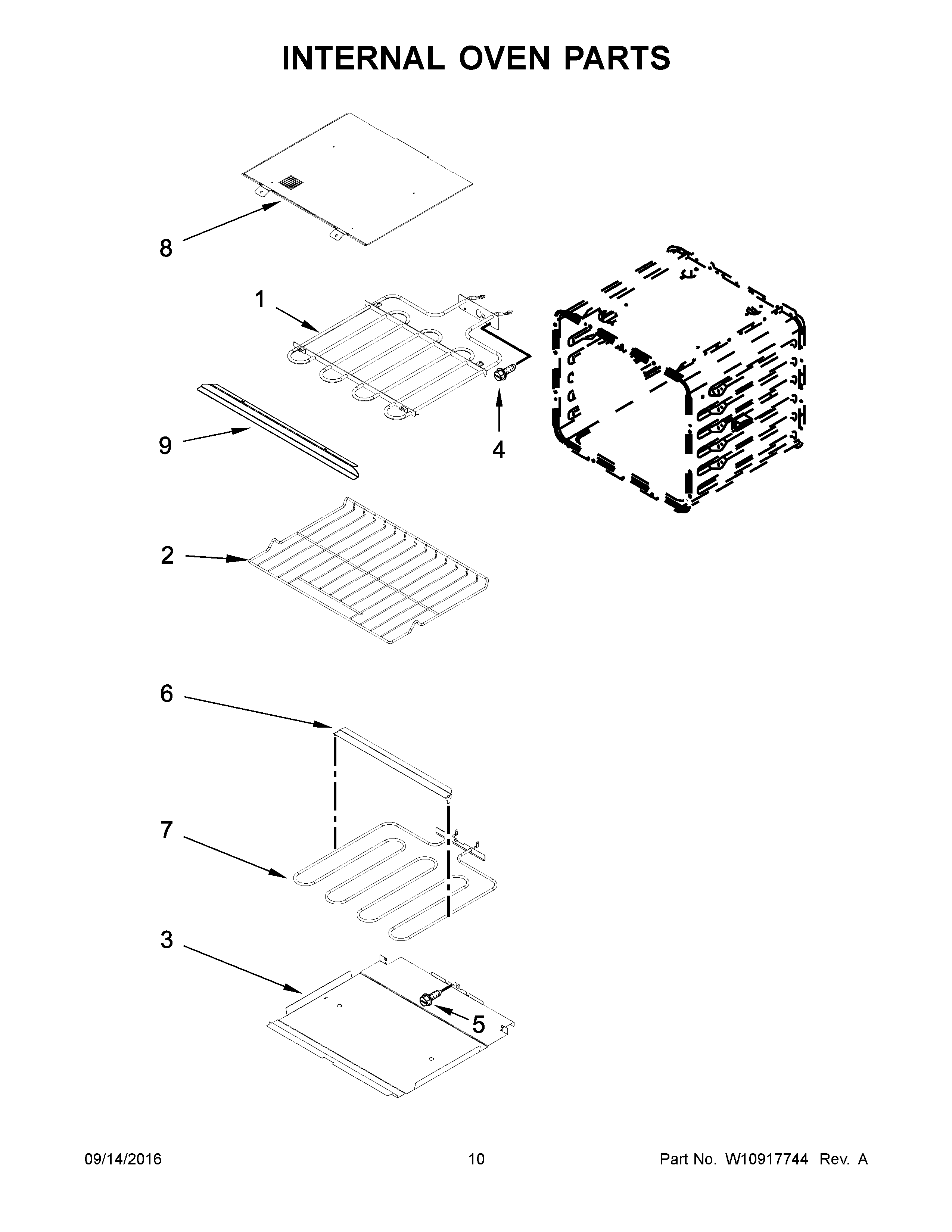 KitchenAid KODT107ESS01 internal oven parts diagram
