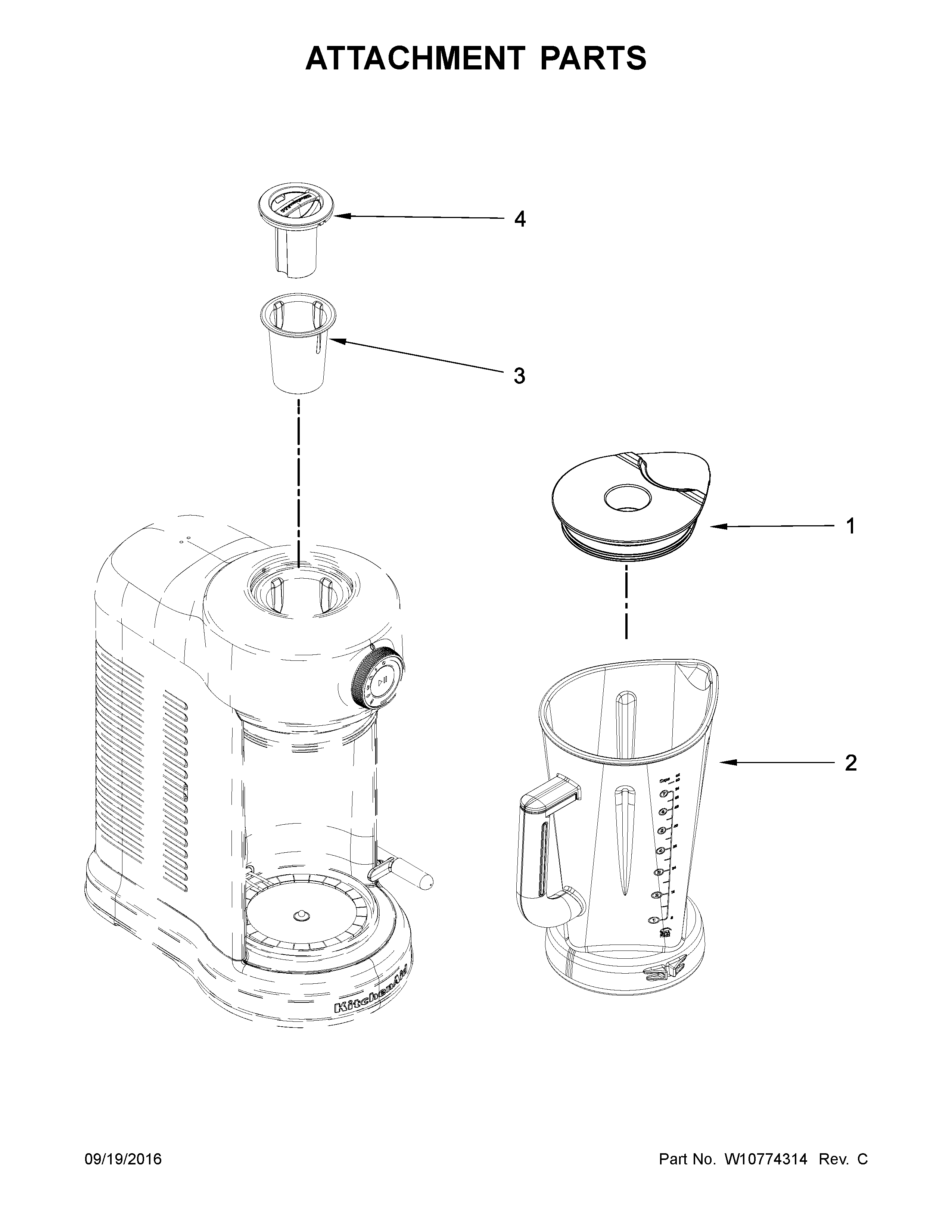 KitchenAid 5KSB5080EER0 attachment parts diagram