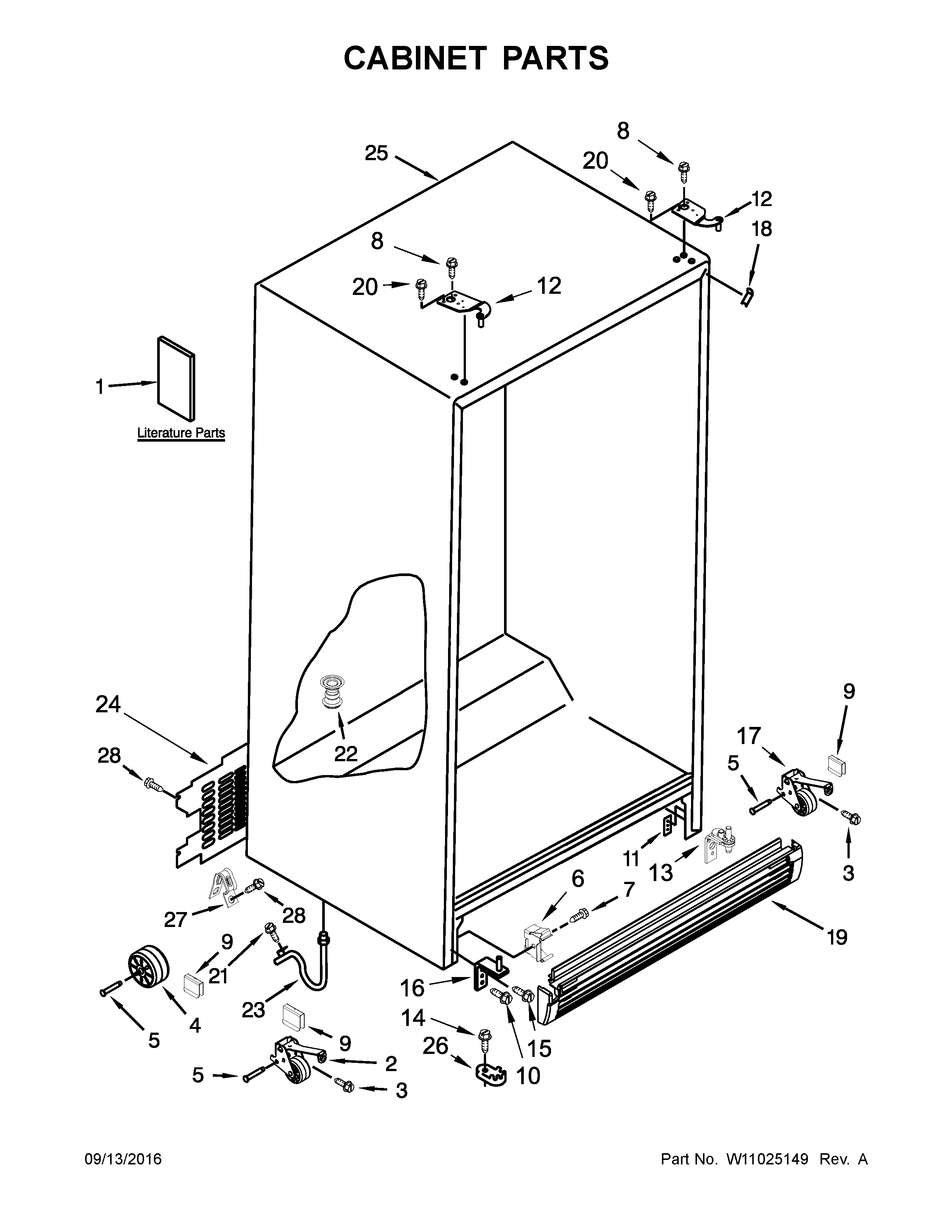 Whirlpool WRS325FNAW00 cabinet parts diagram