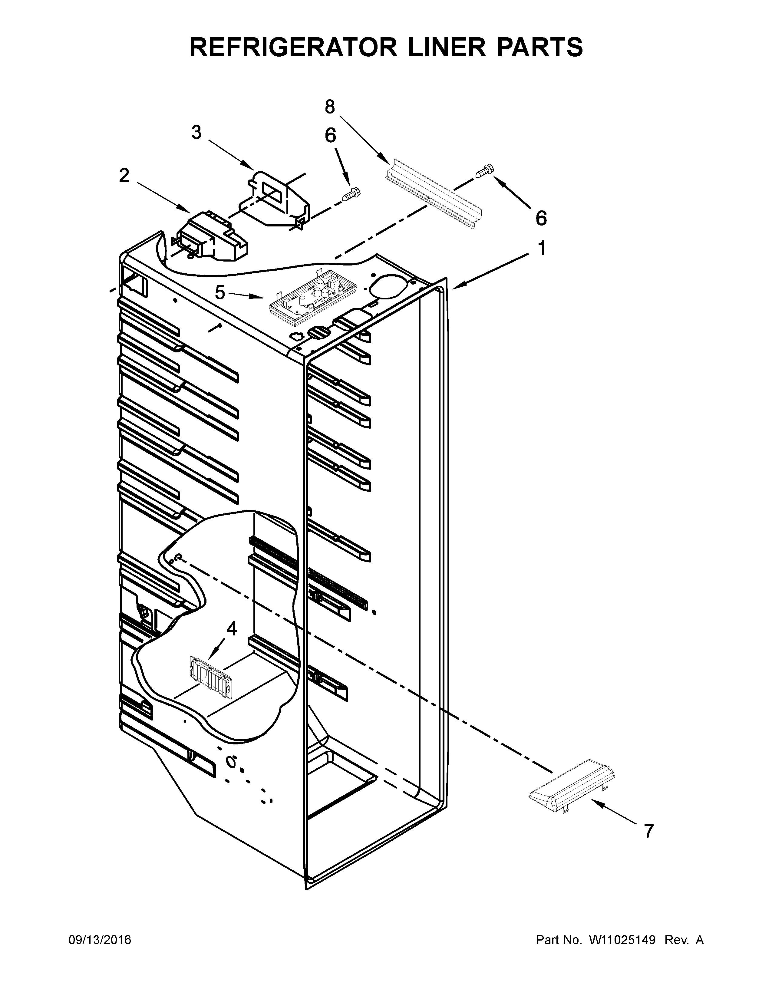 Whirlpool WRS325FNAW00 refrigerator liner parts diagram