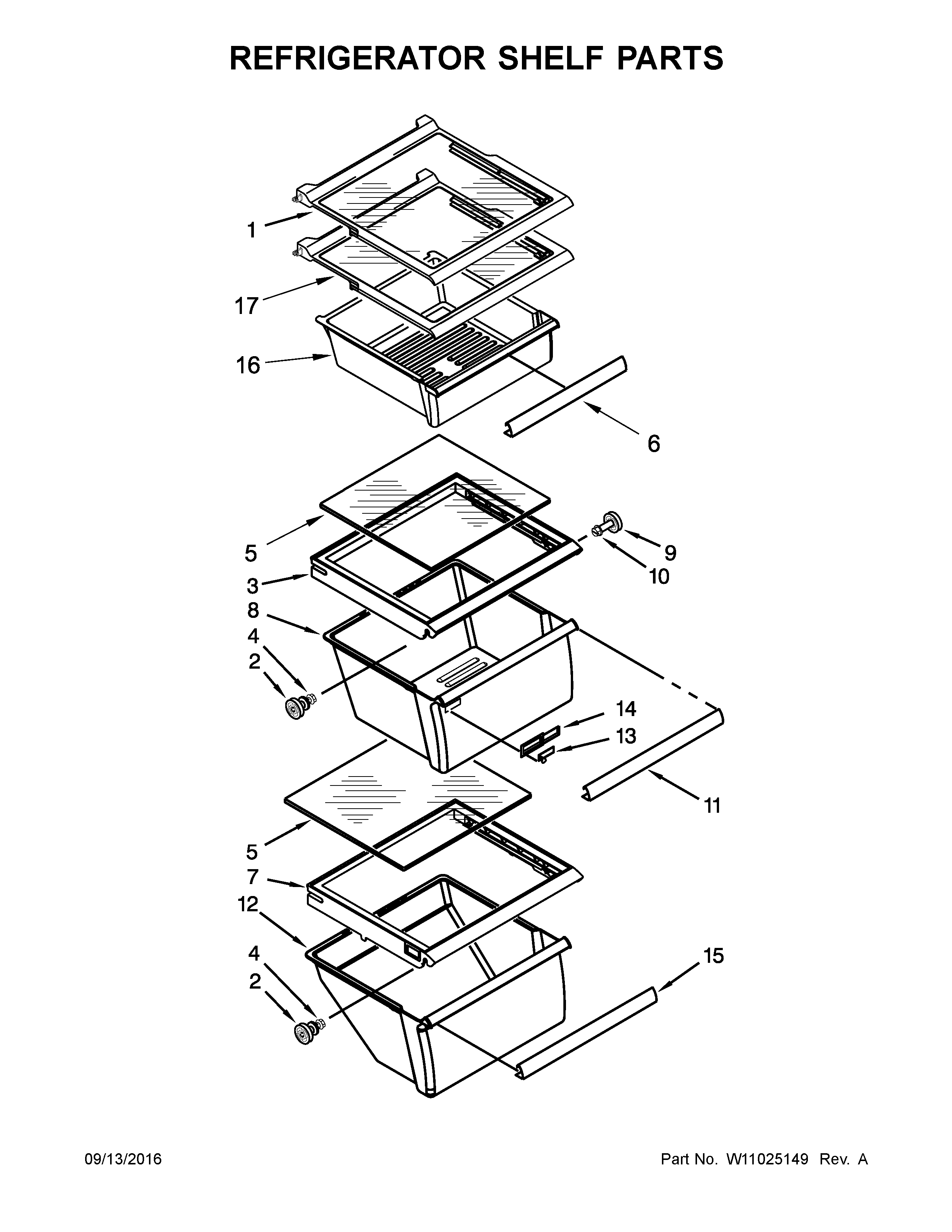 Whirlpool WRS325FNAW00 refrigerator shelf parts diagram