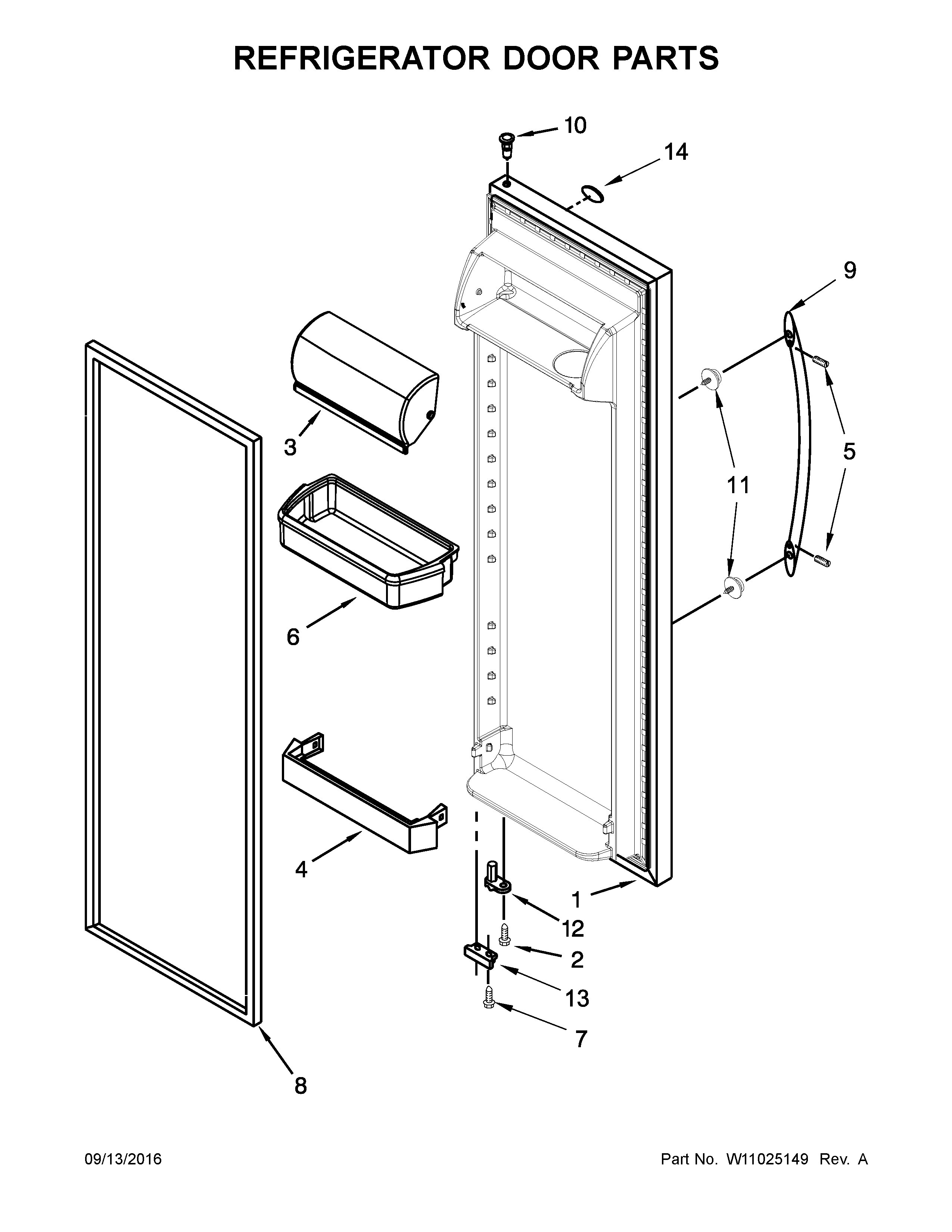 Whirlpool WRS325FNAW00 refrigerator door parts diagram
