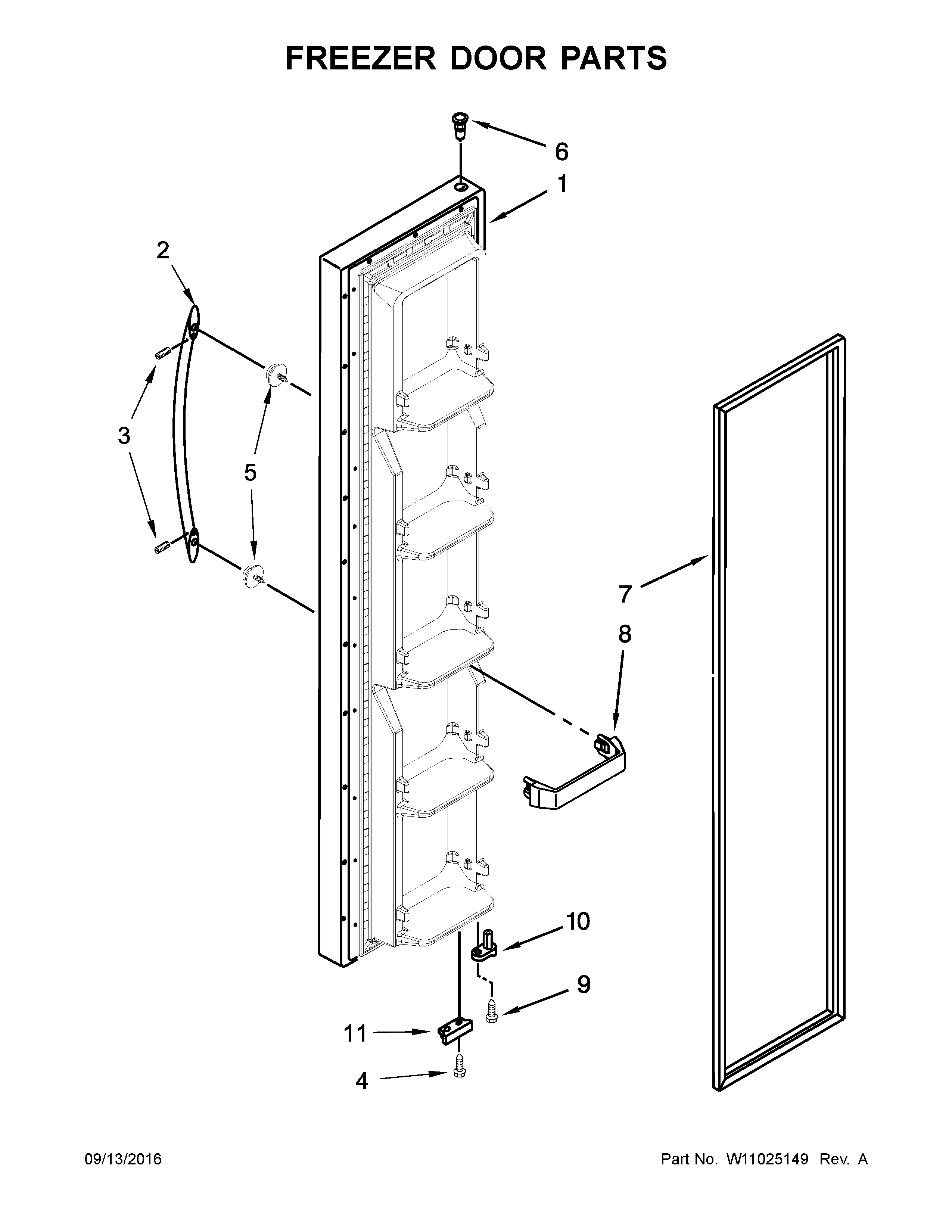 Whirlpool WRS325FNAW00 freezer door parts diagram