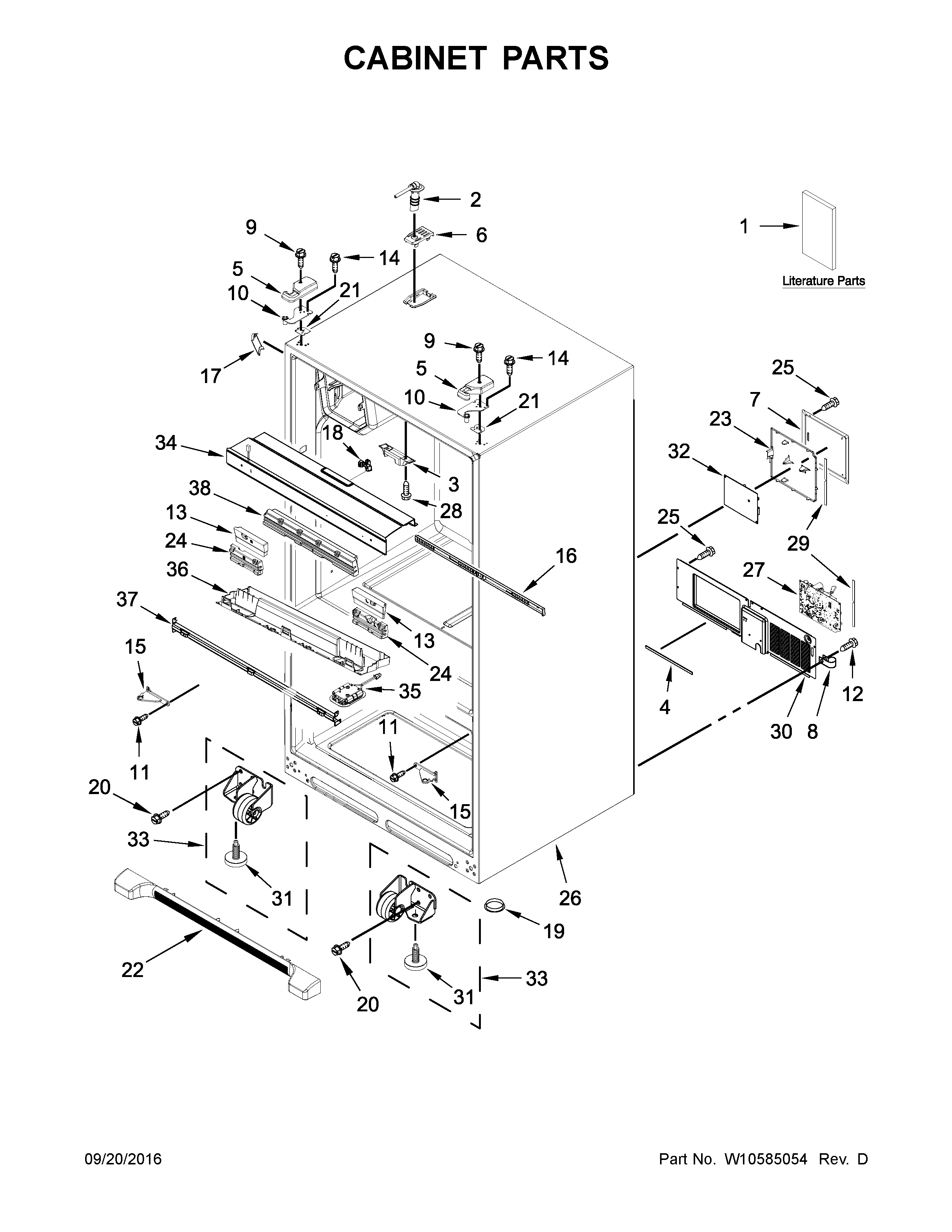 Whirlpool WRX735SDBM00 cabinet parts diagram