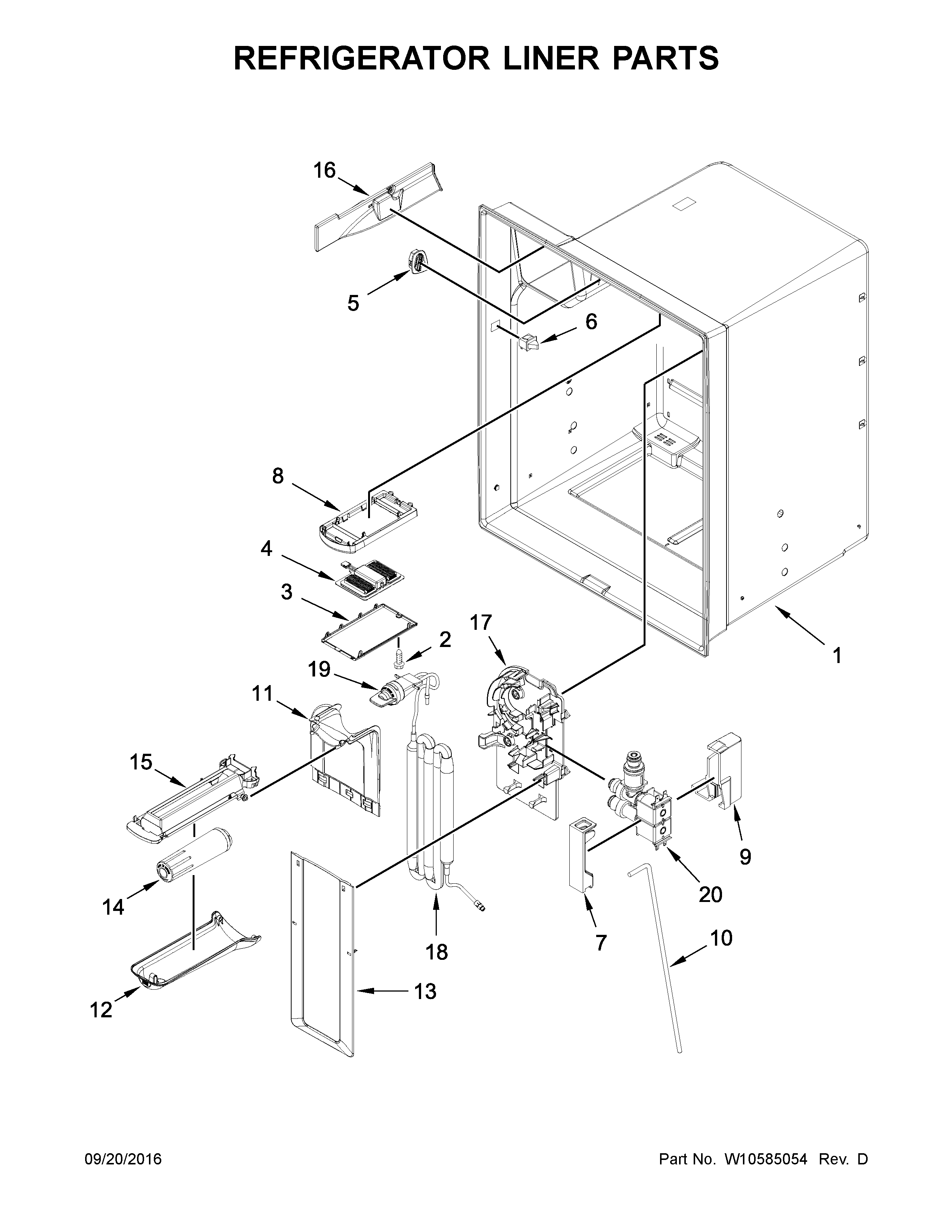 Whirlpool WRX735SDBM00 refrigerator liner parts diagram