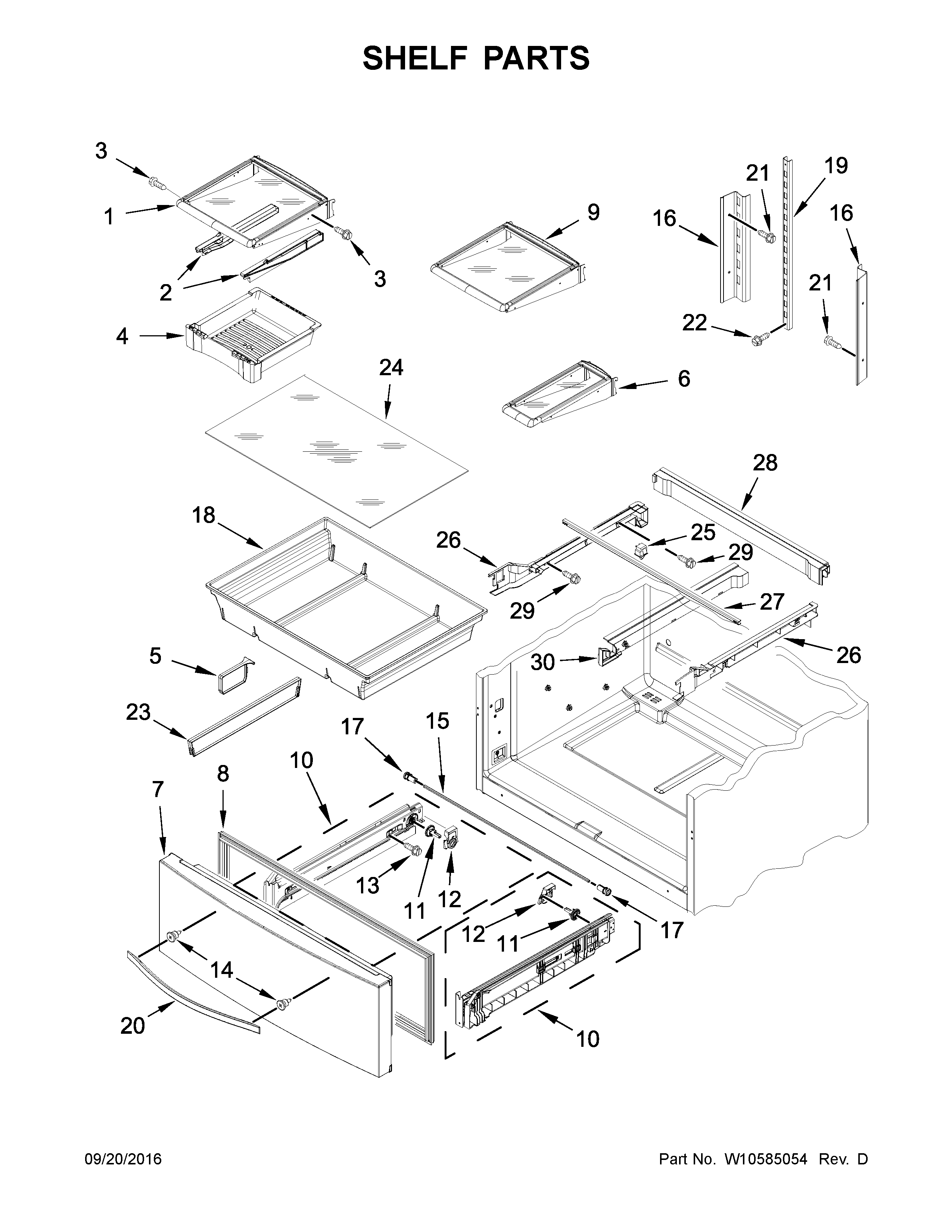 Whirlpool WRX735SDBM00 shelf parts diagram