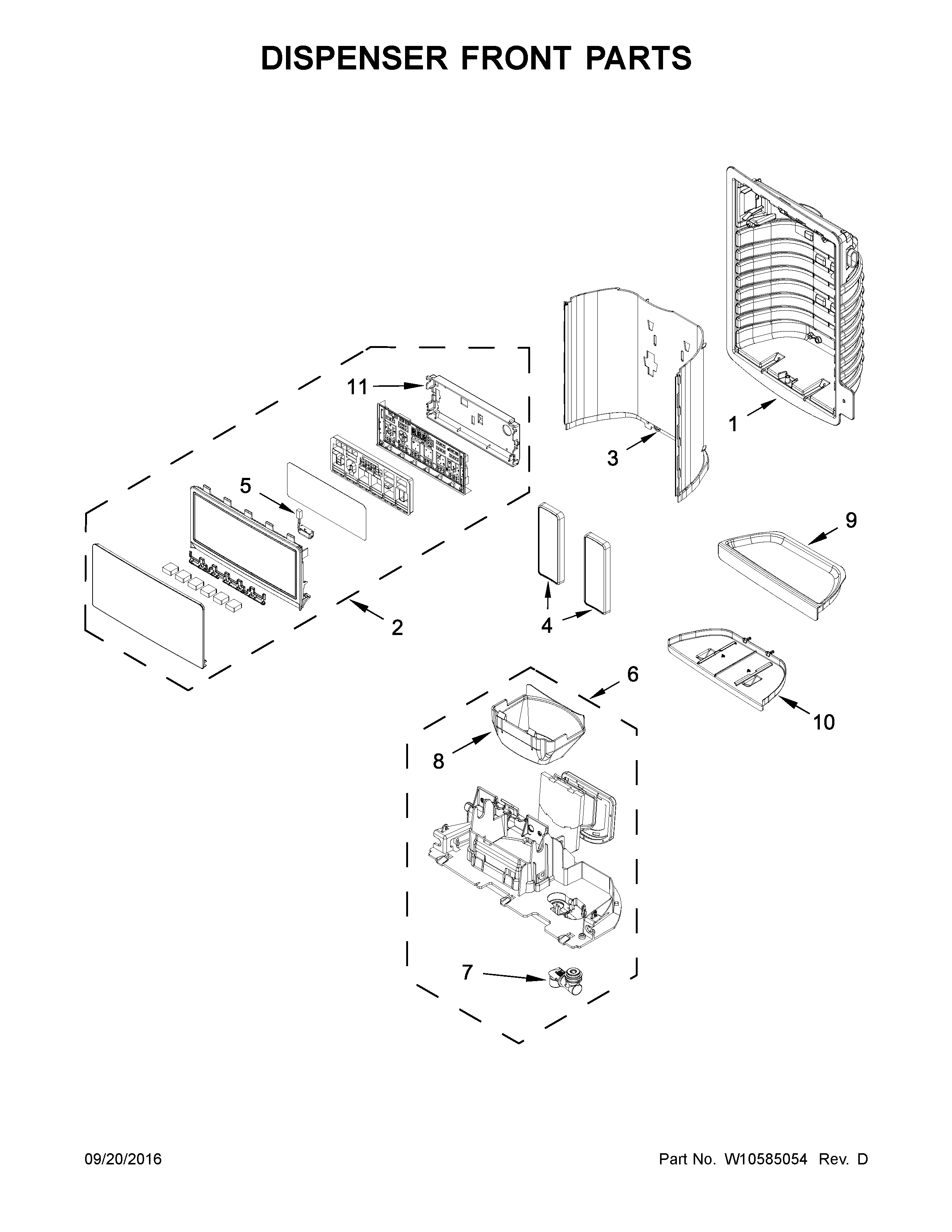Whirlpool WRX735SDBM00 dispenser front parts diagram