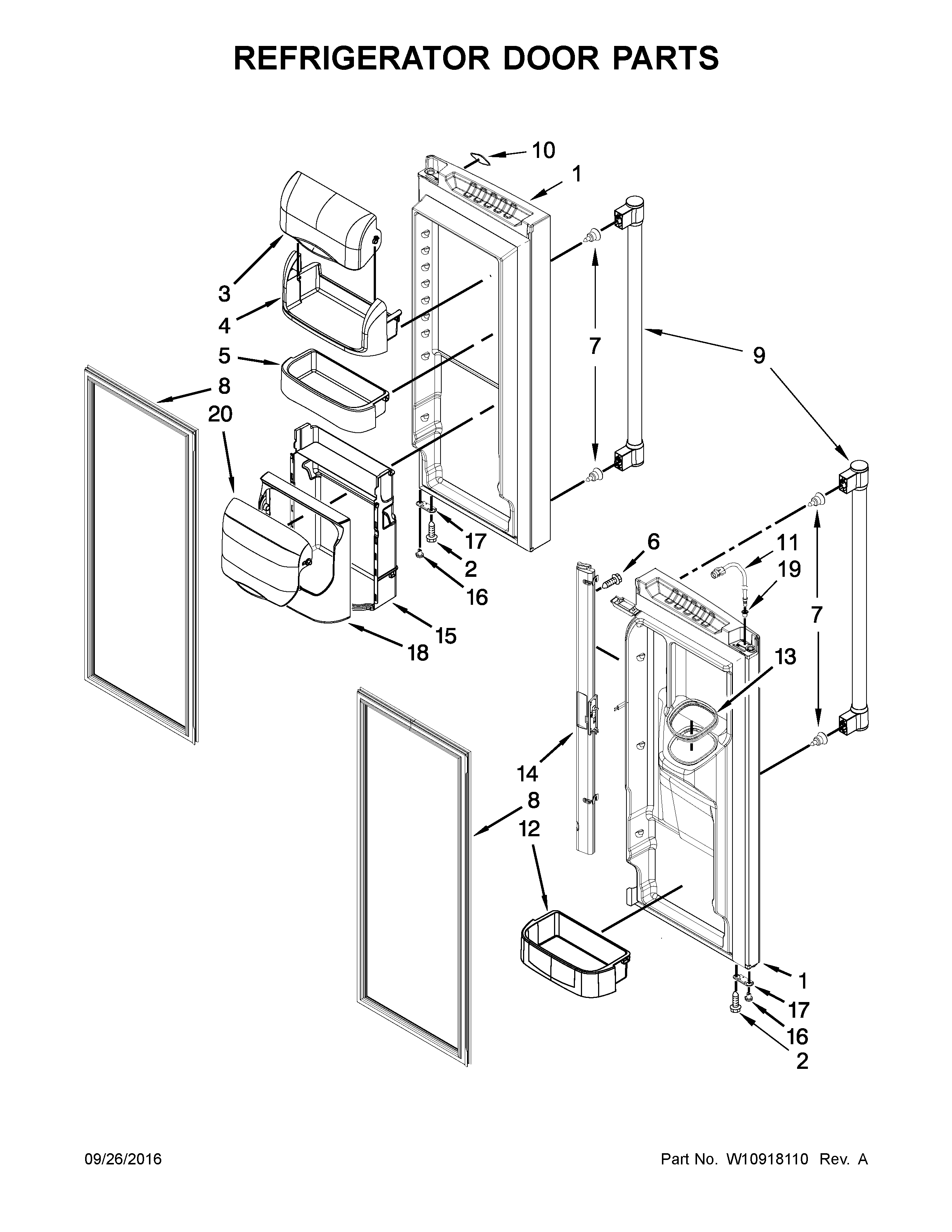 Maytag MFI2269FRB00 refrigerator door parts diagram