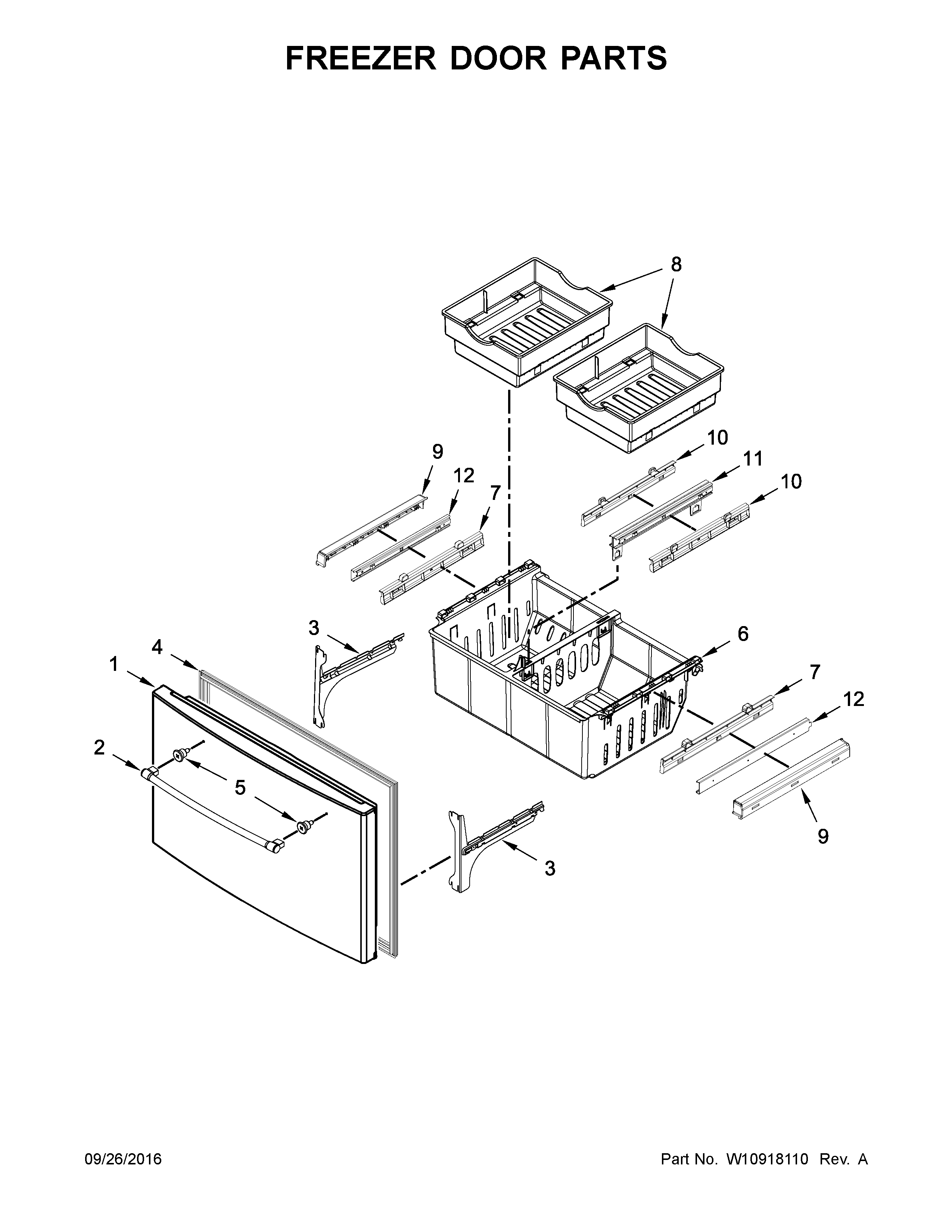 Maytag MFI2269FRB00 freezer door parts diagram