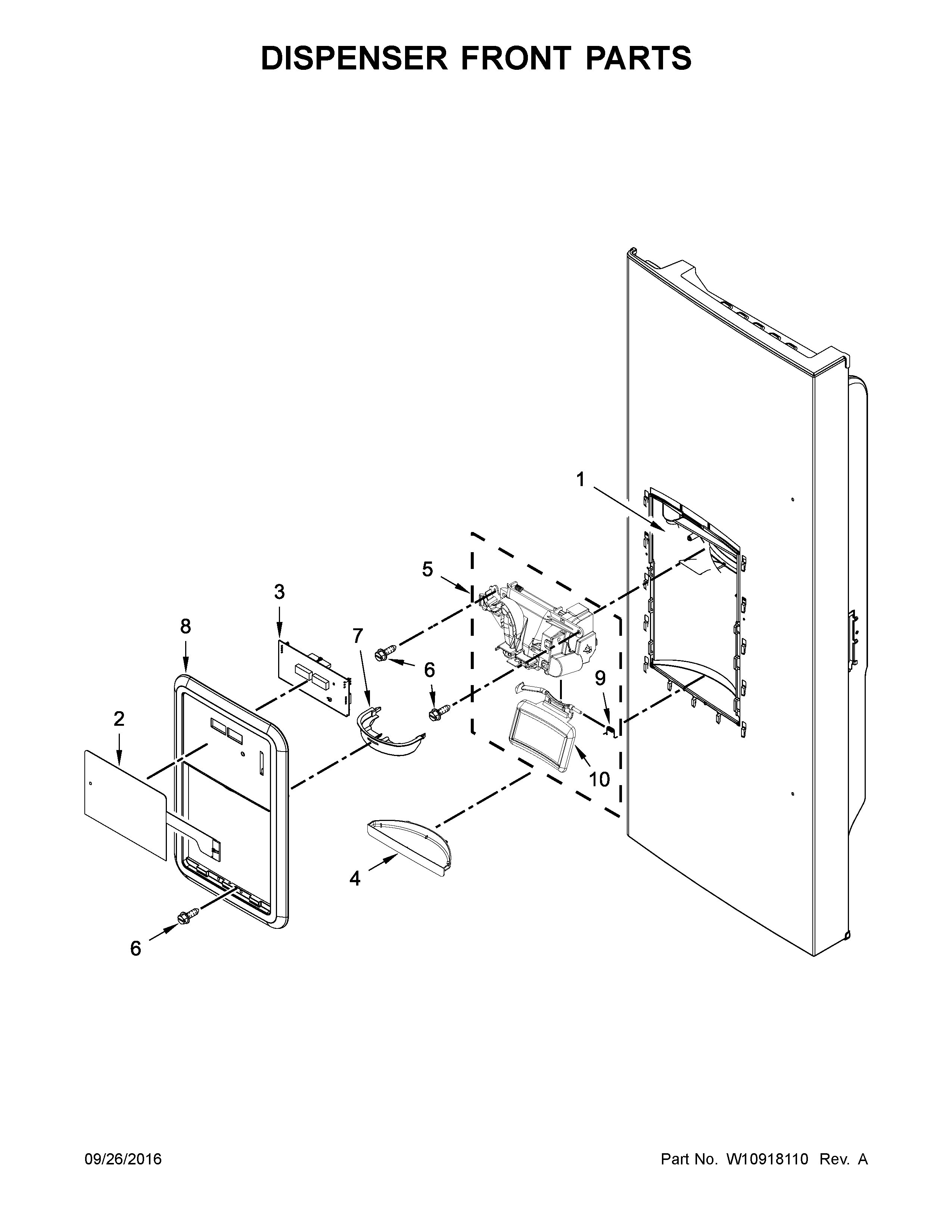 Maytag MFI2269FRB00 dispenser front parts diagram