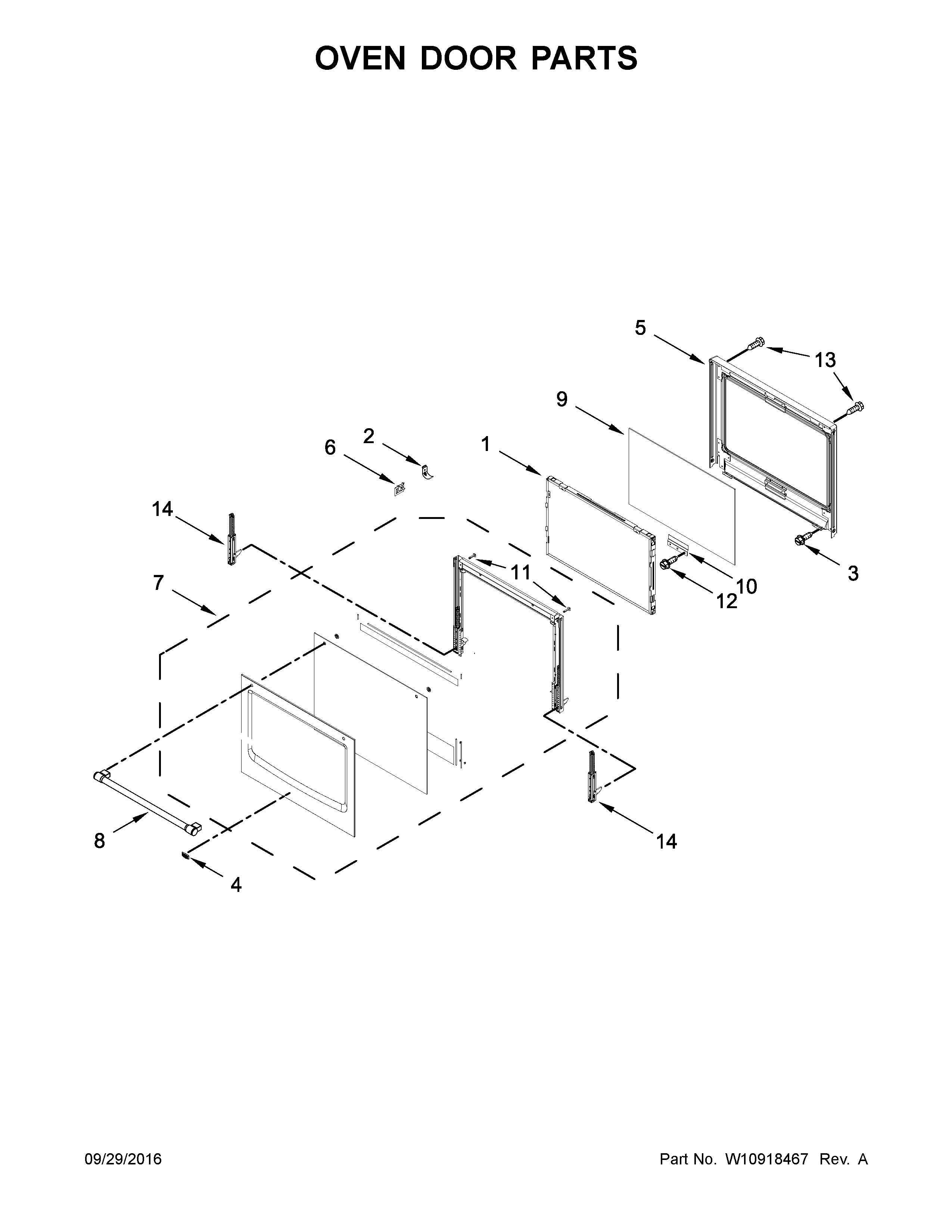 Maytag MEW9527FB00 oven door parts diagram