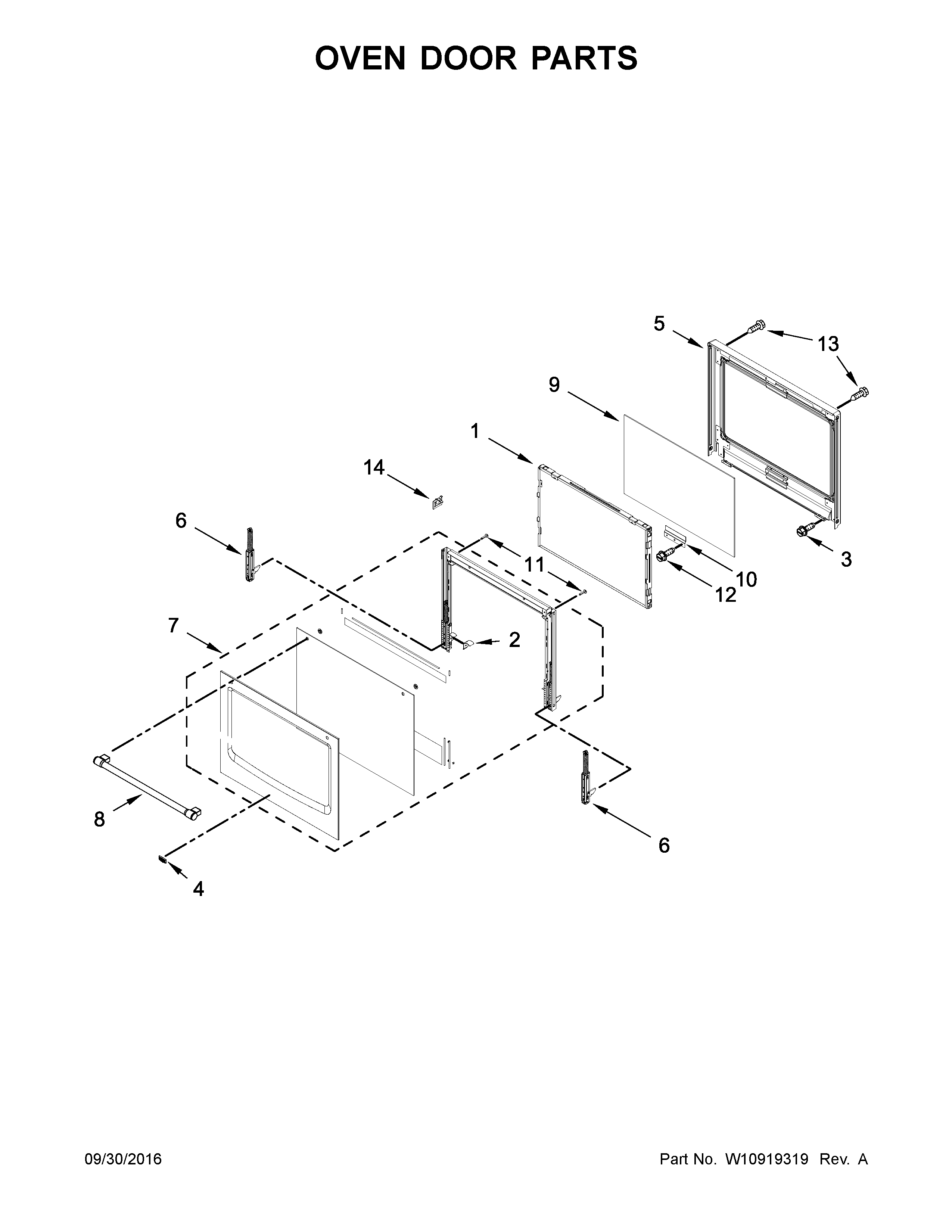 Maytag MEW9530FB00 oven door parts diagram