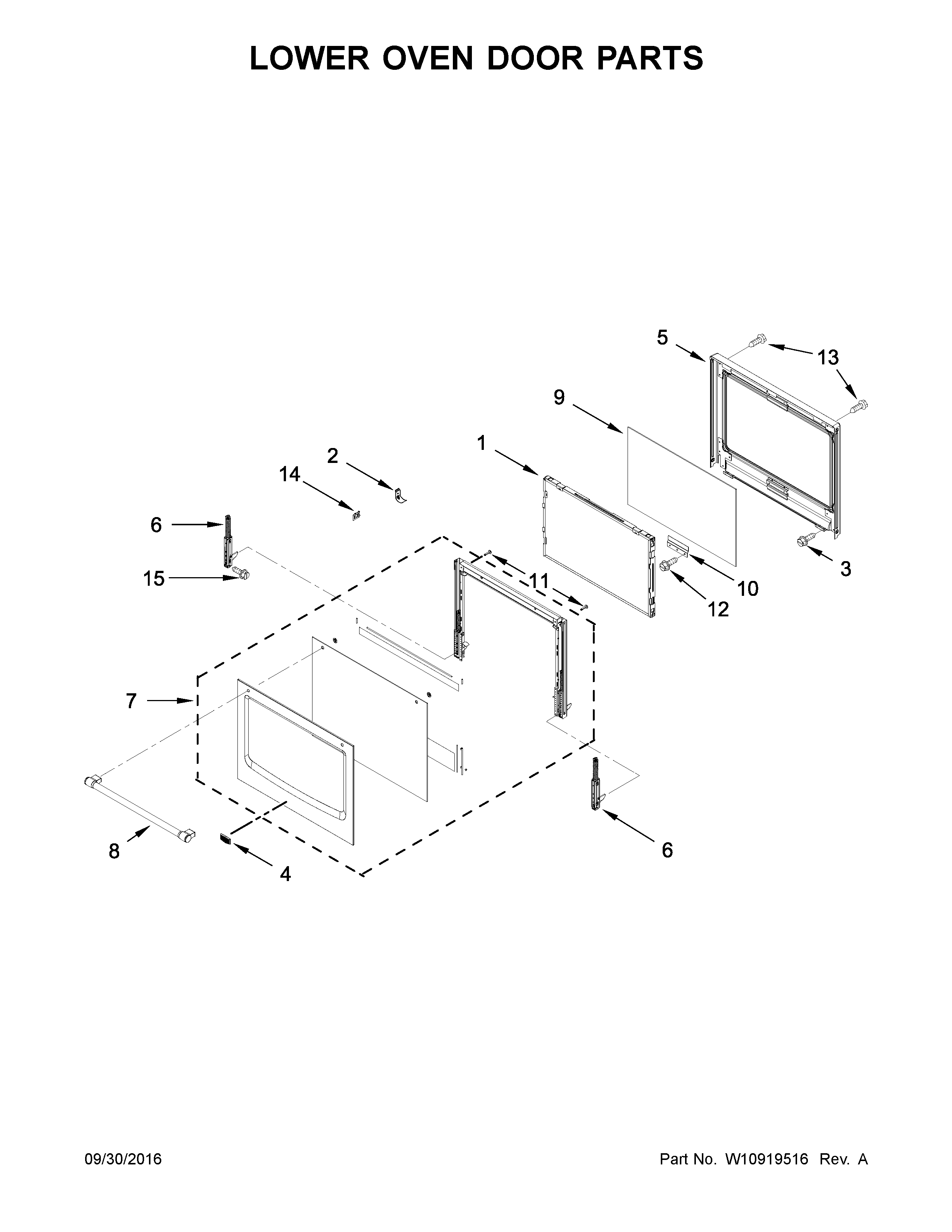 Maytag MEW9627FB00 lower oven door parts diagram
