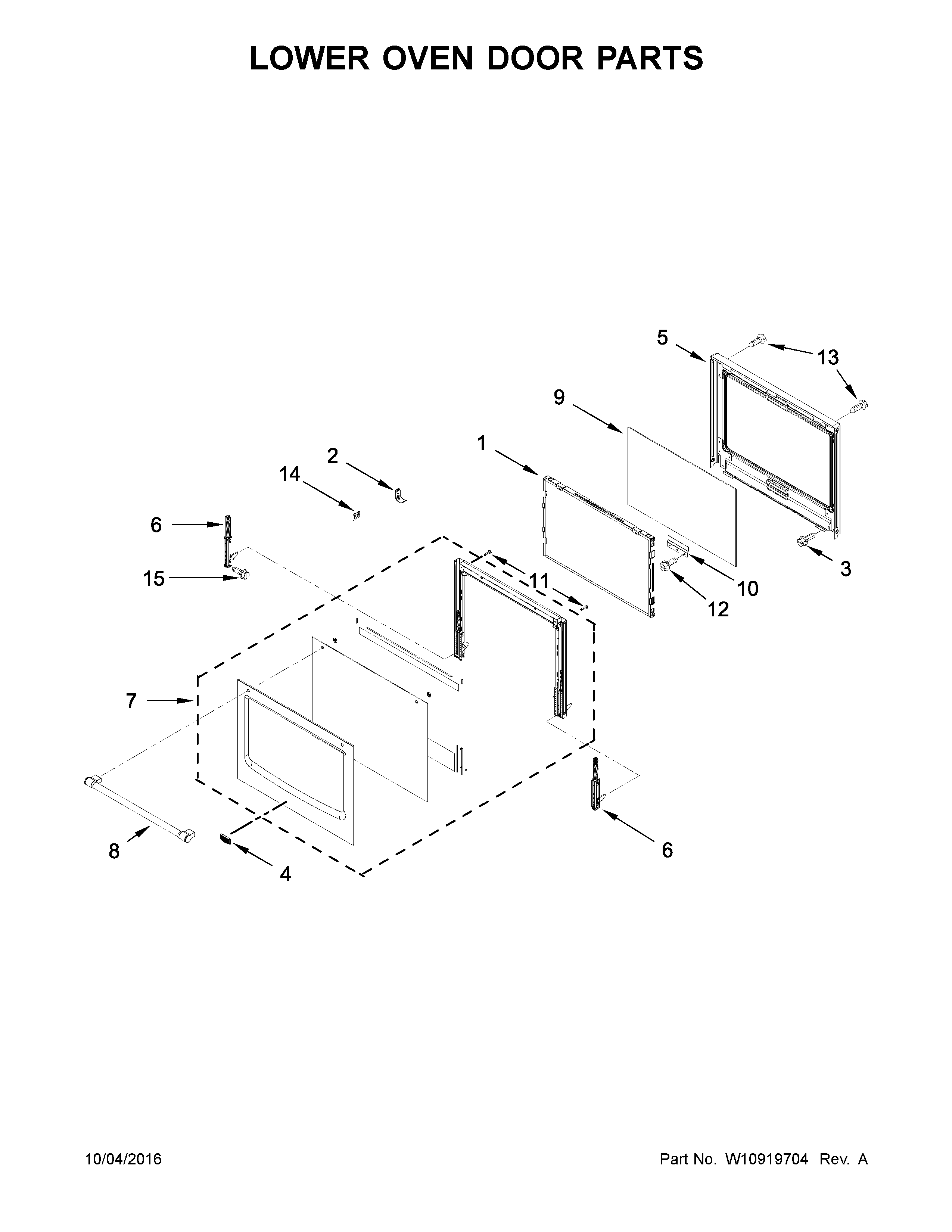 Maytag MEW9630FW00 lower oven door parts diagram