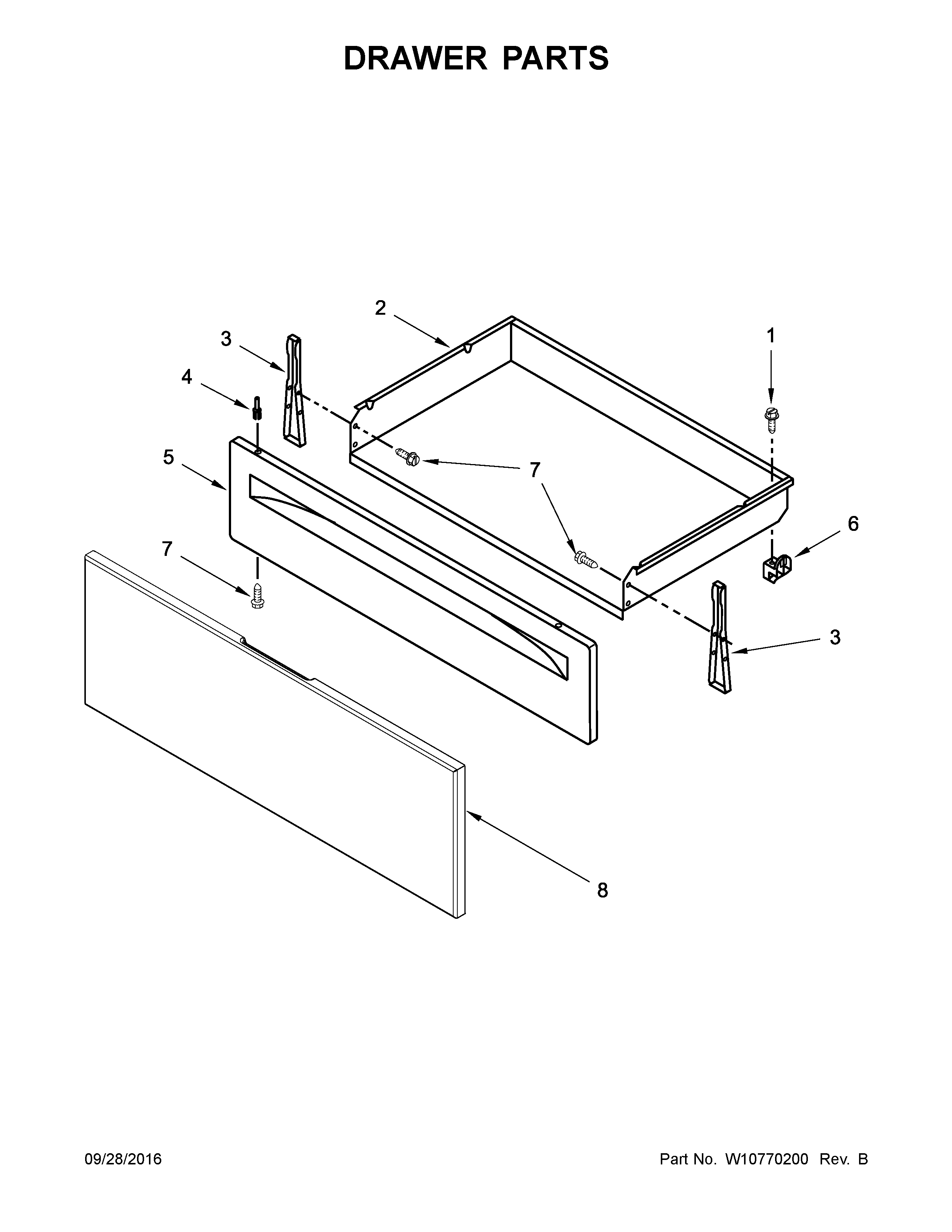 Whirlpool WFE320M0EB0 drawer parts diagram