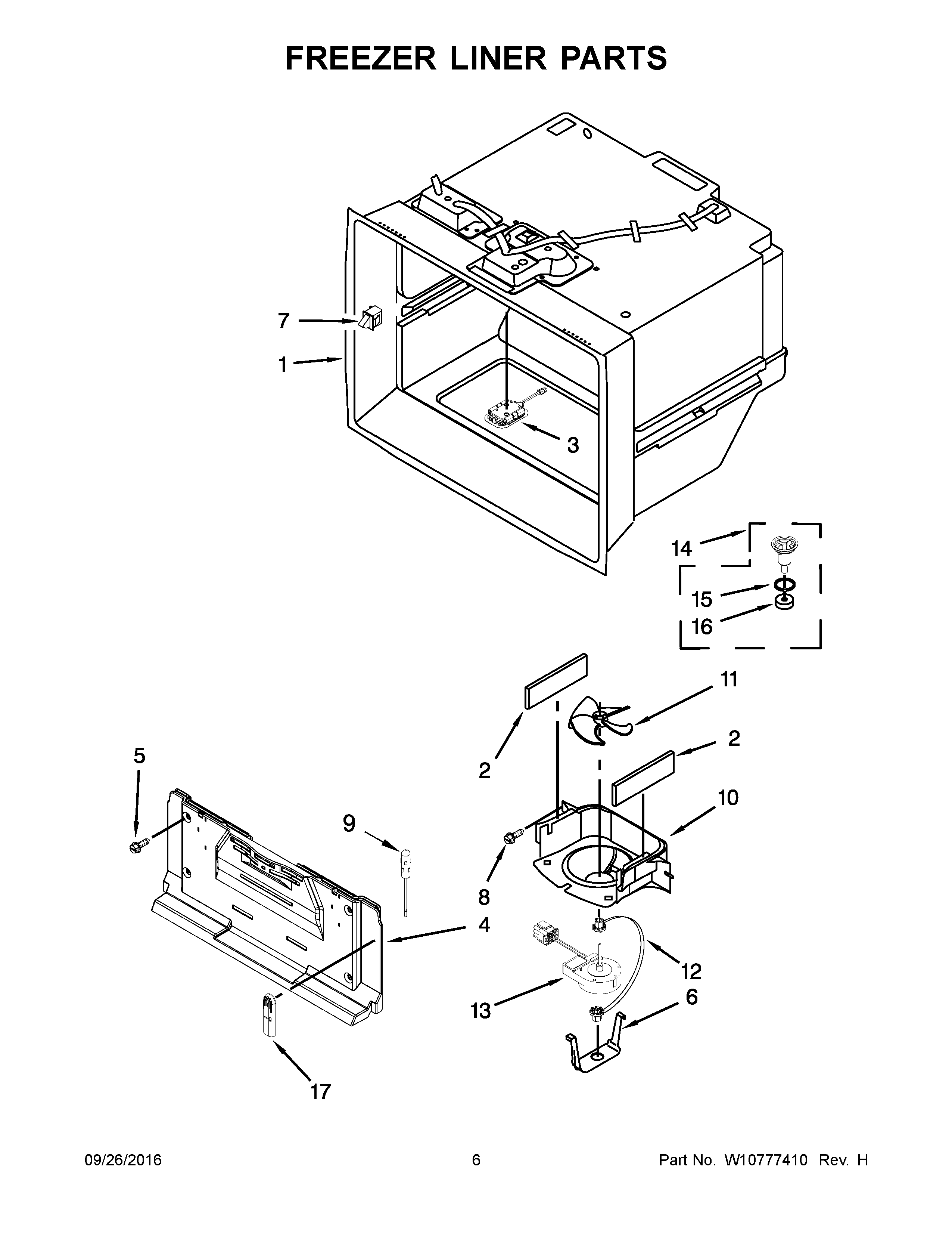 KitchenAid KRMF606ESS00 freezer liner parts diagram