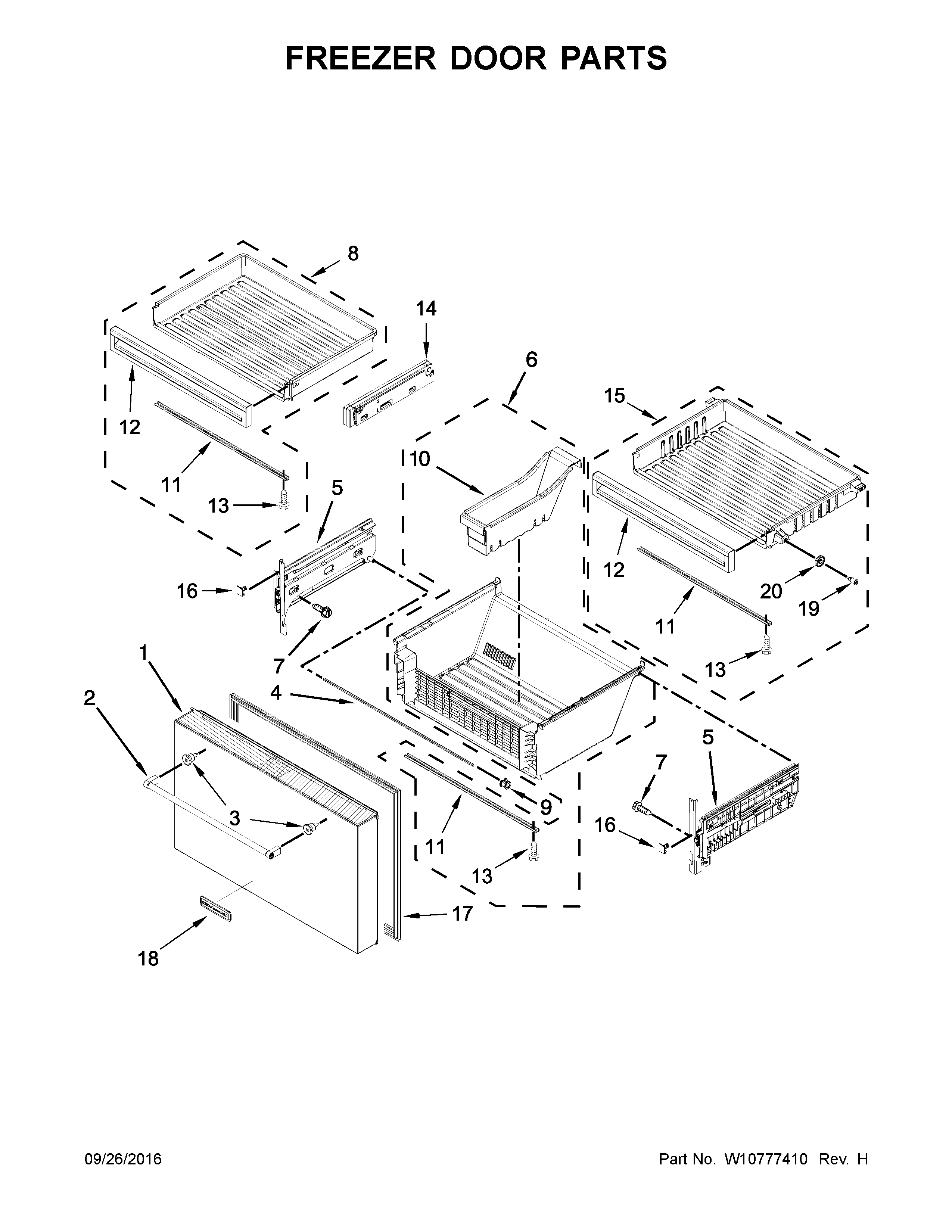 KitchenAid KRMF606ESS00 freezer door parts diagram