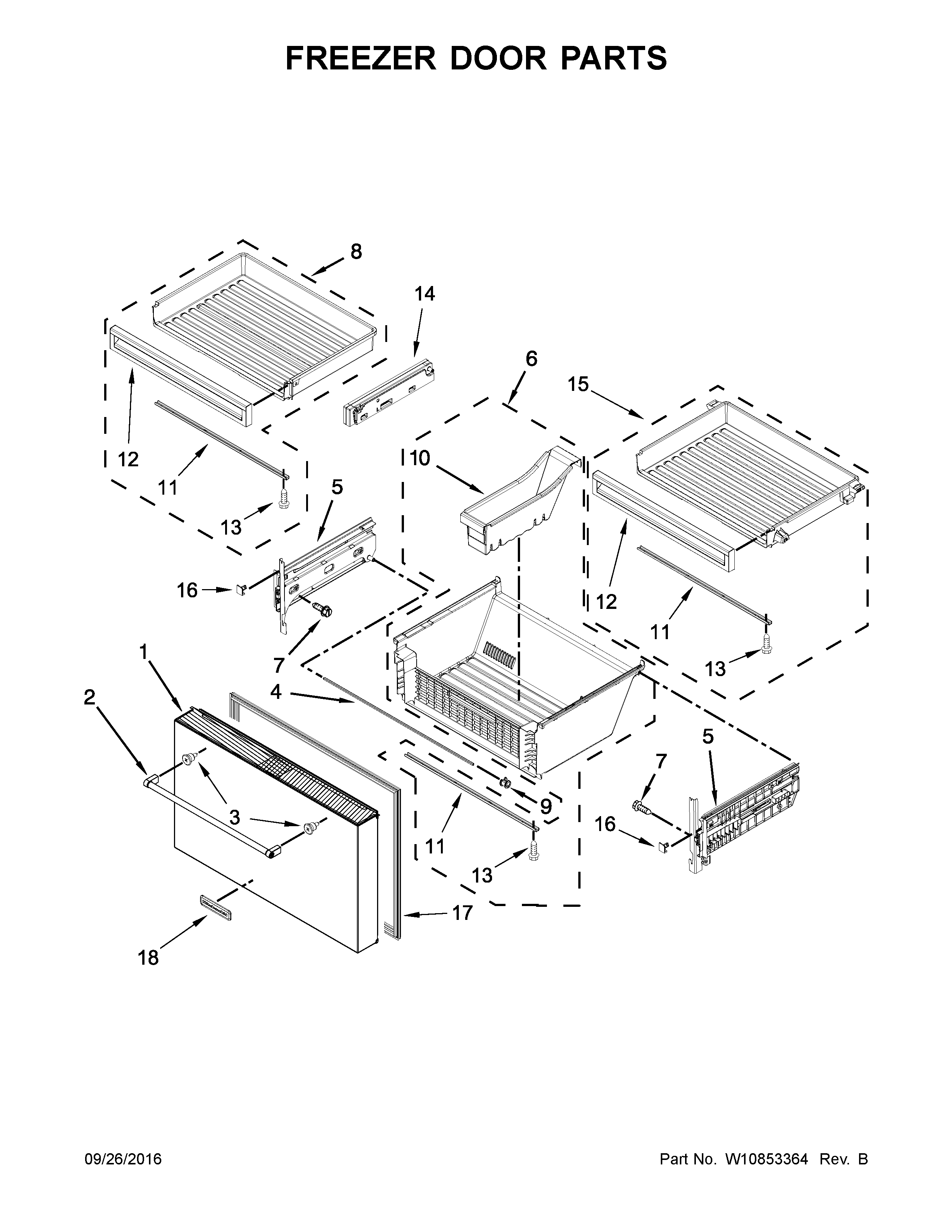 KitchenAid KRMF606ESS01 freezer door parts diagram