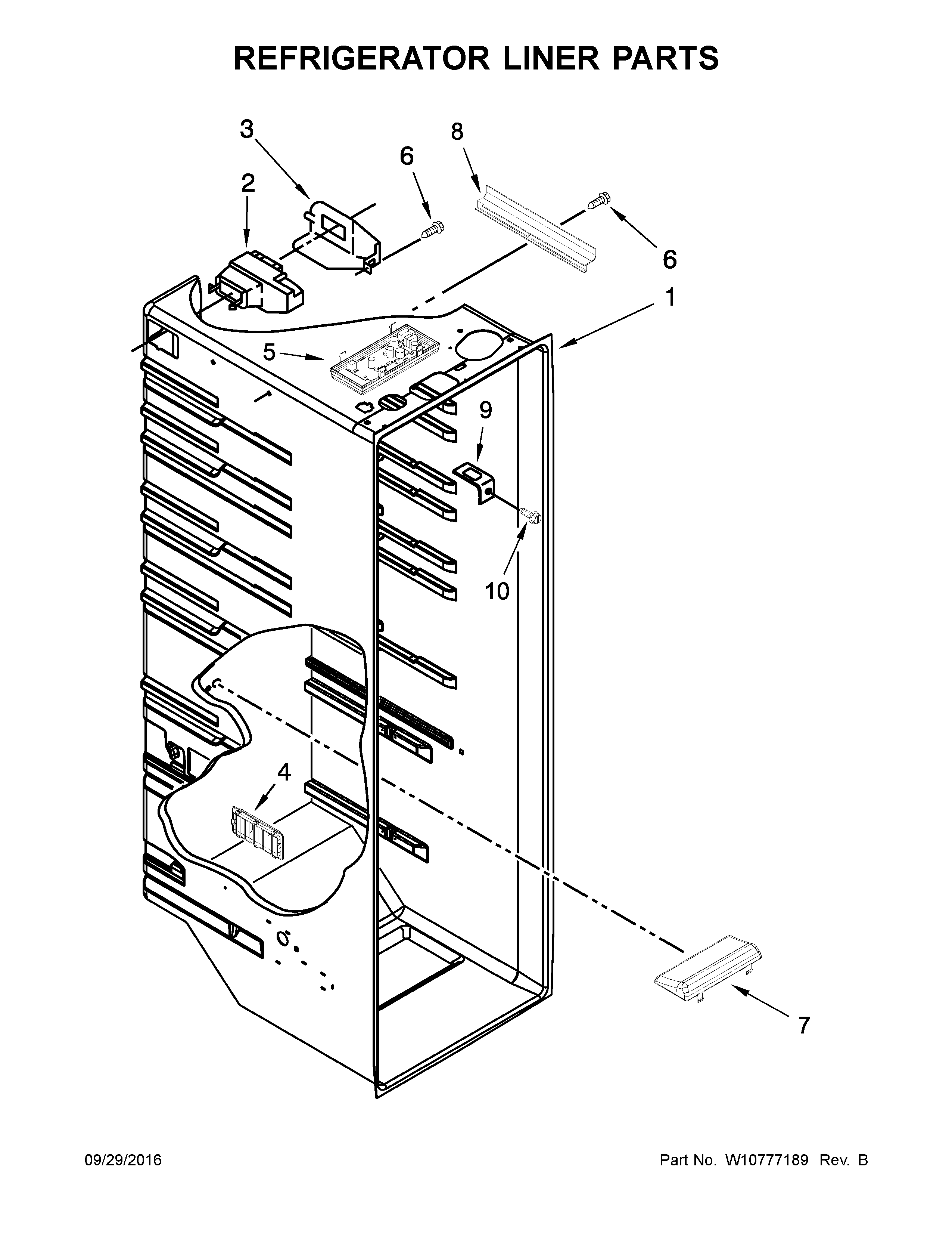 Maytag 5MSF25N4BA02 refrigerator liner parts diagram