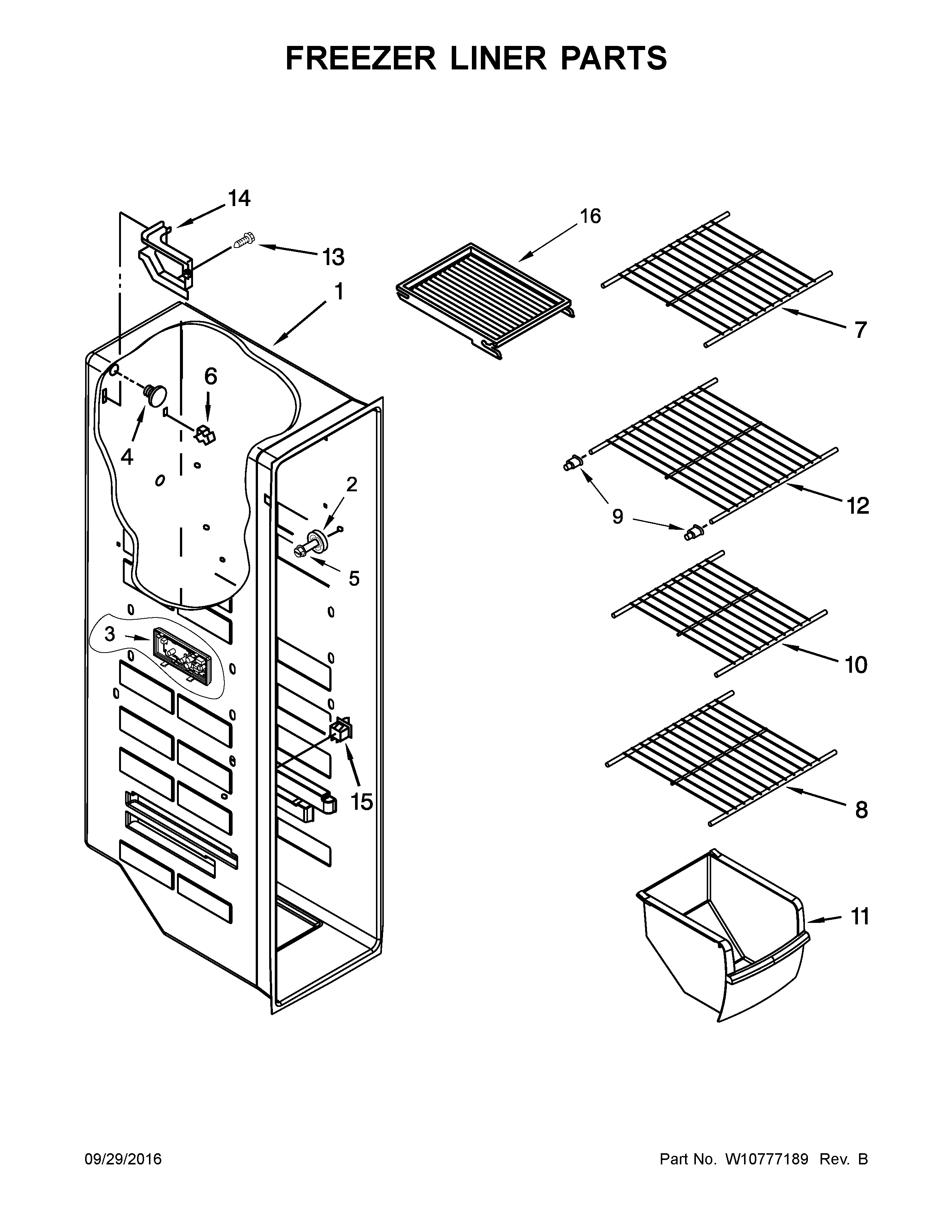 Maytag 5MSF25N4BA02 freezer liner parts diagram